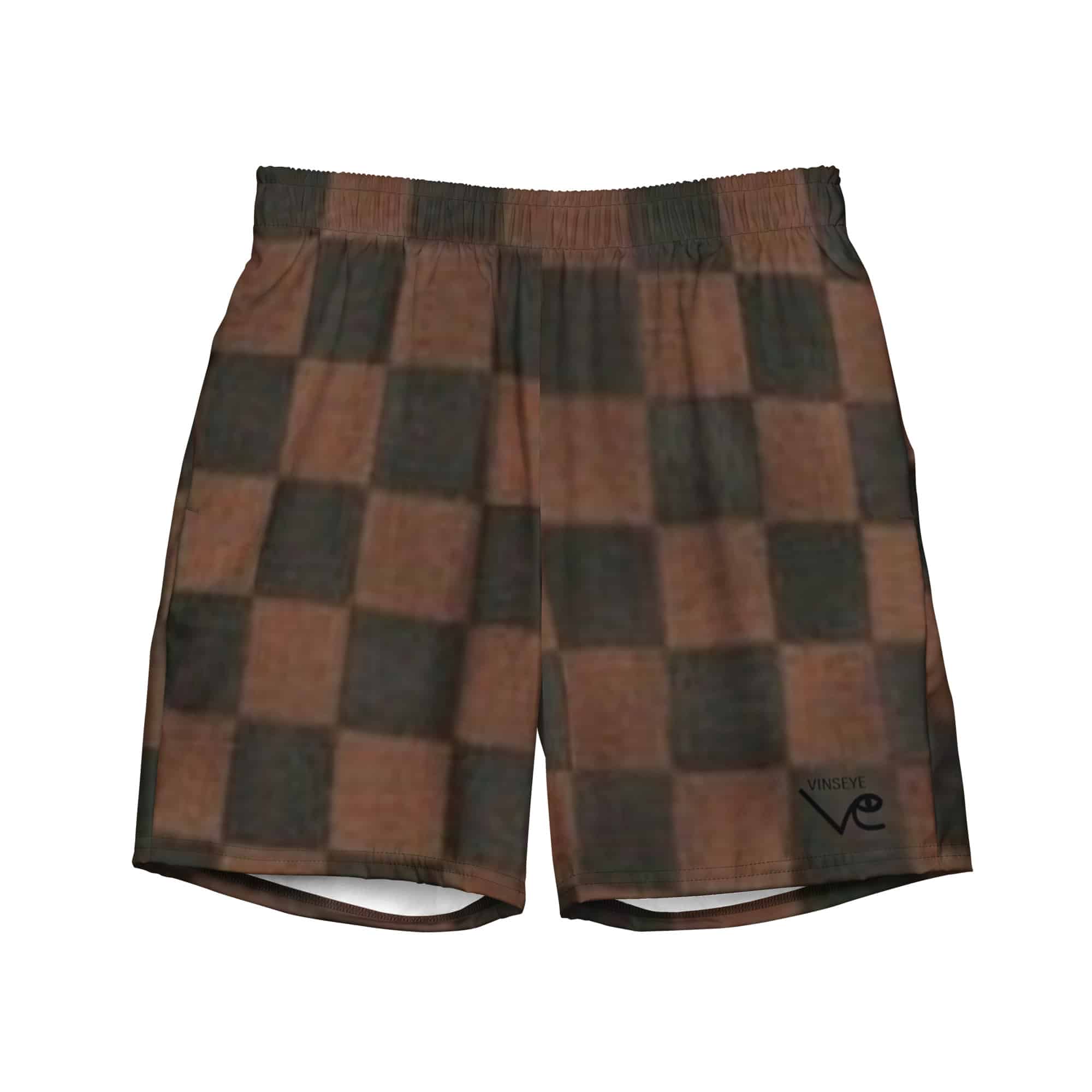 Short damier marron logo Vinseye-influensse