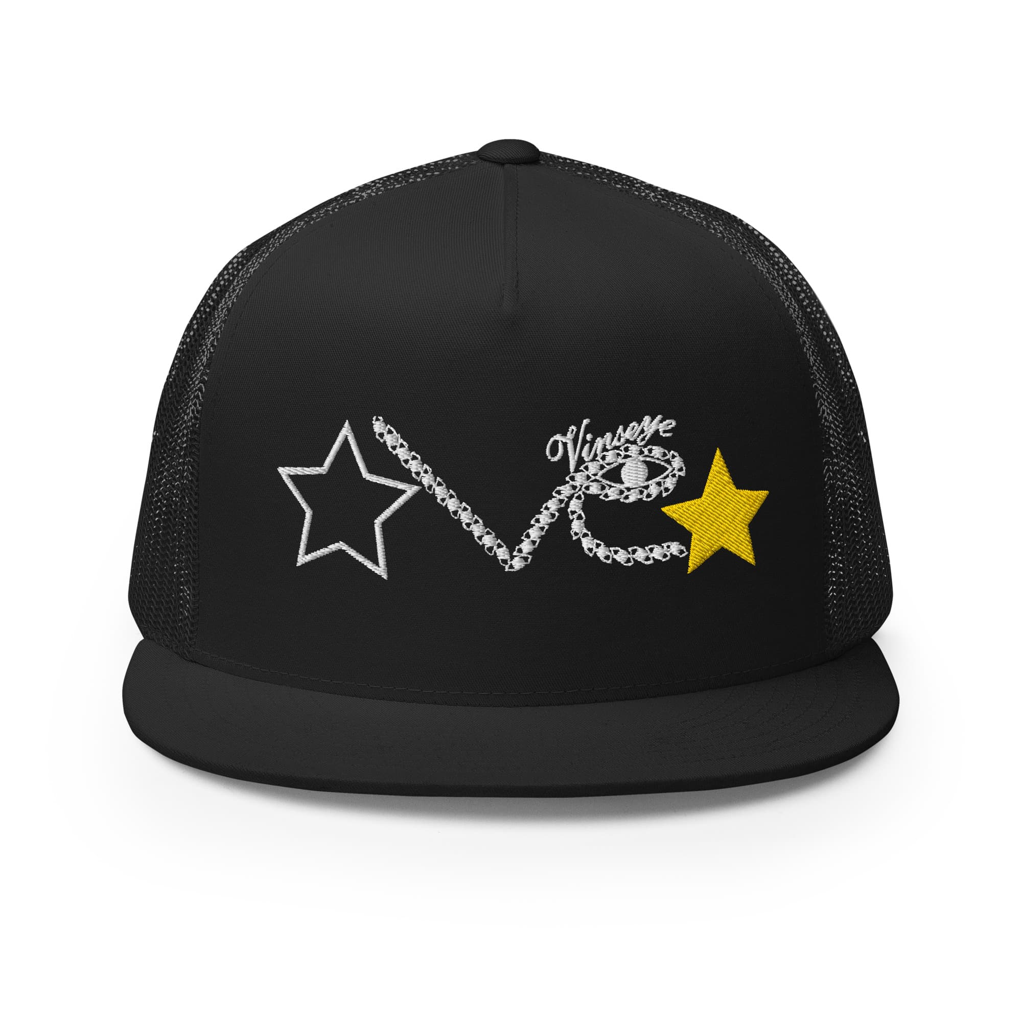 Casquette trucker noir brodé Full eyes Vinseye-influensse