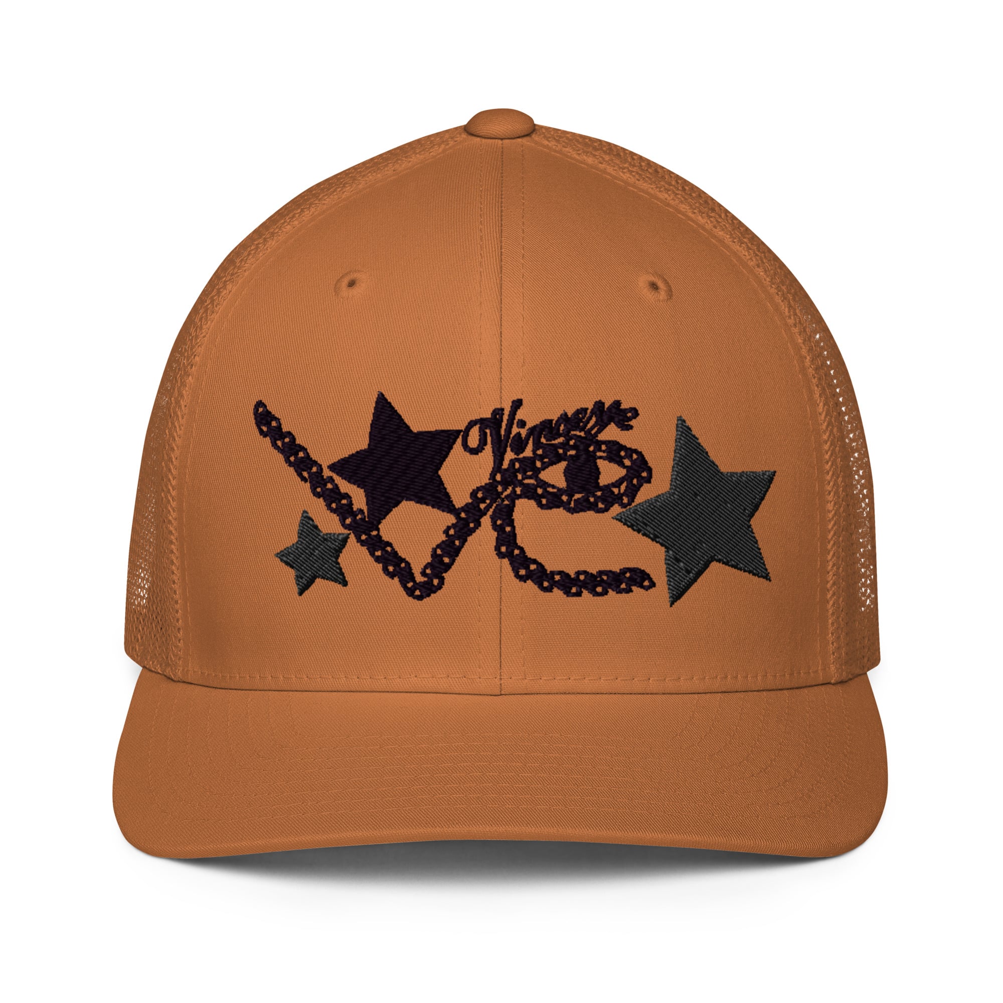 Casquette trucker brodé full eyes star caramel noir Vinseye-influensse