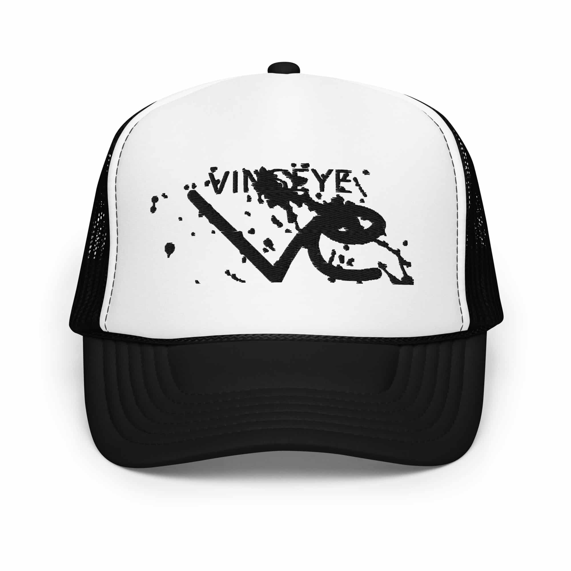 Casquette trucker noir blanc paint noir Vinseye-influensse