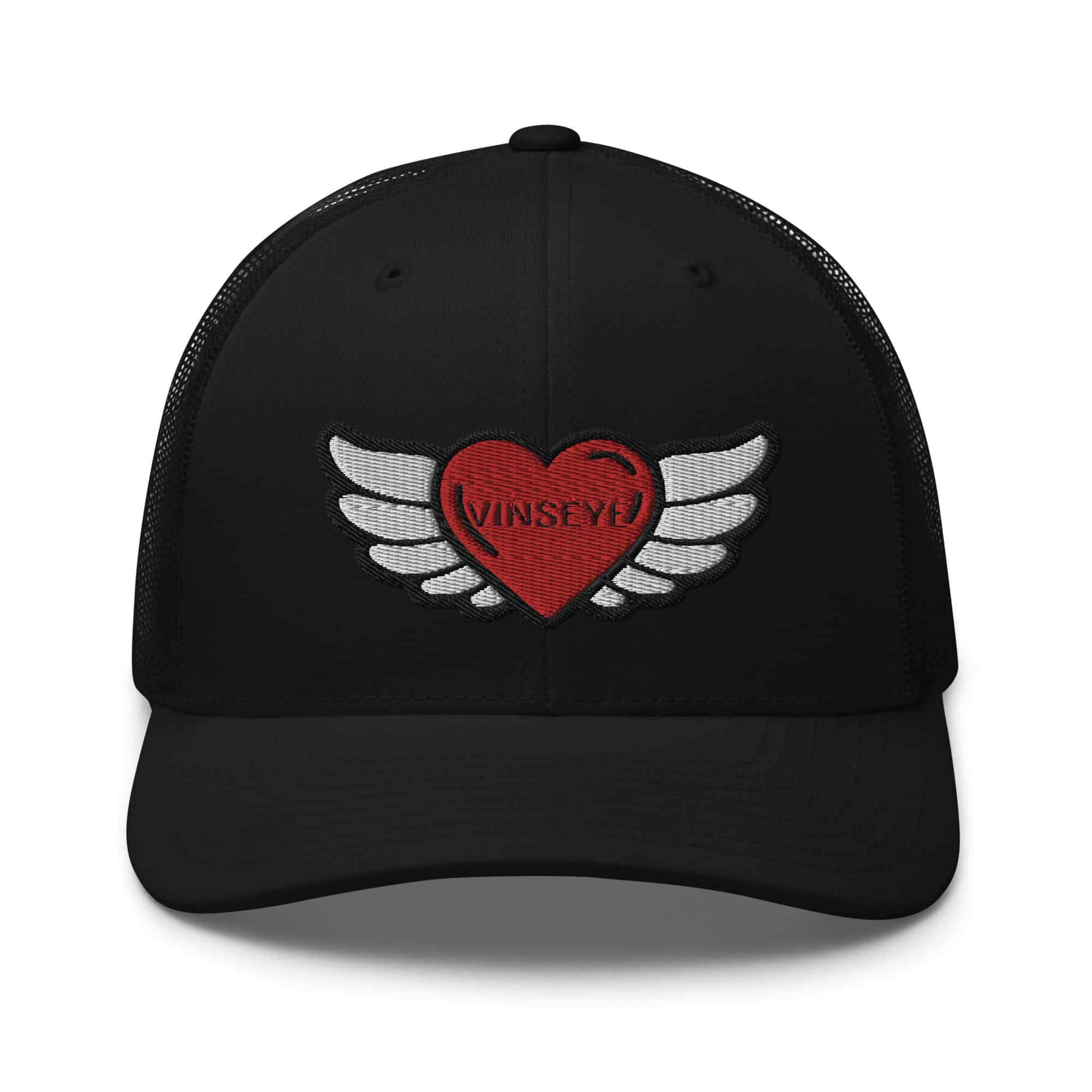 Casquette trucker rétro Heart Angel noir Vinseye-influensse