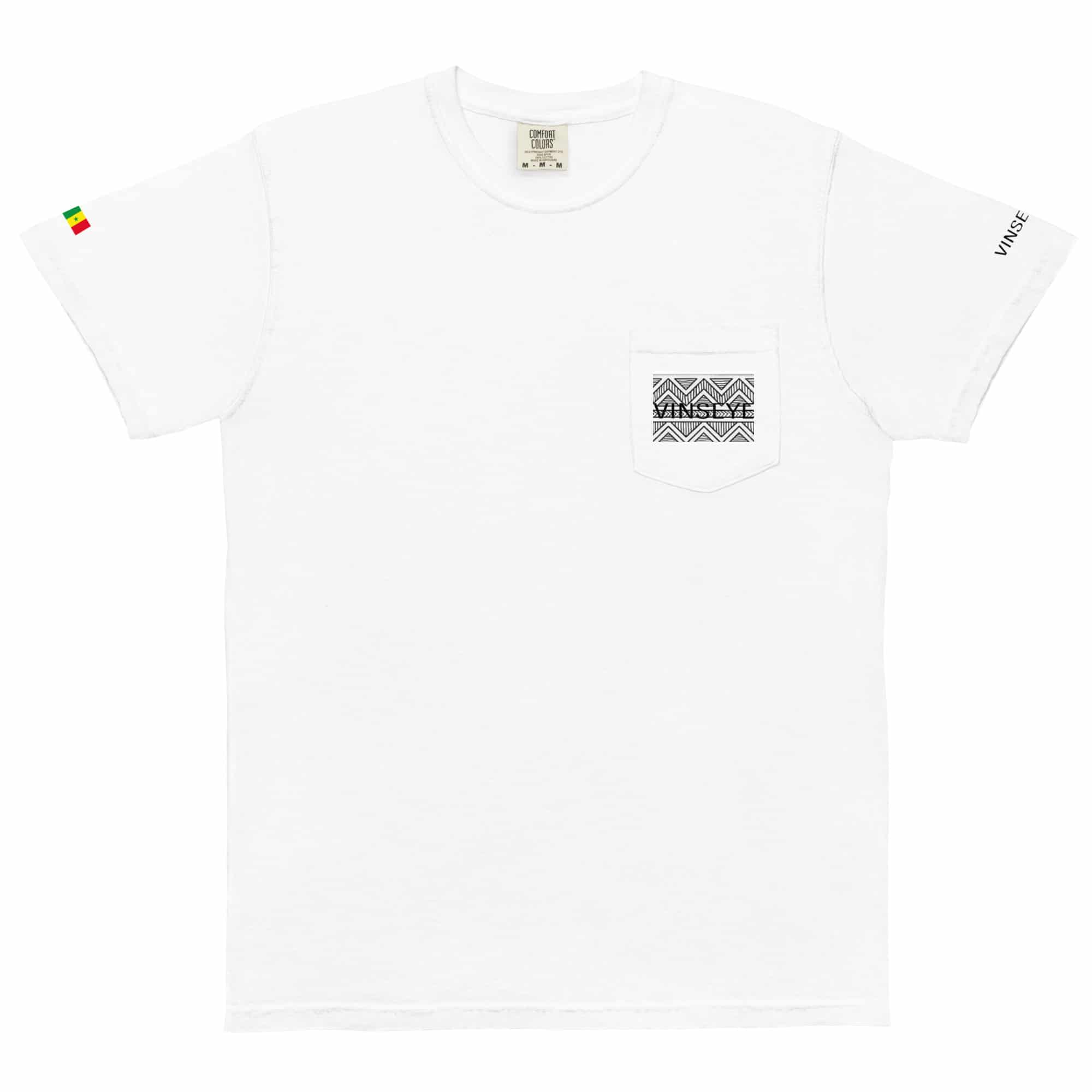Tee poche wax geométric blanc Vinseye-influensse