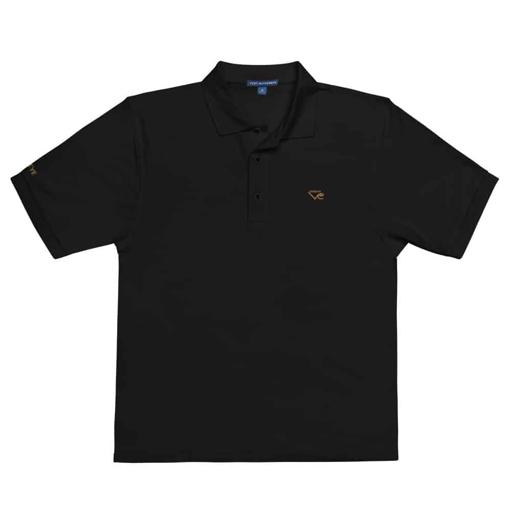 Polo Homme noir brodé old gold Vinseye-influensse