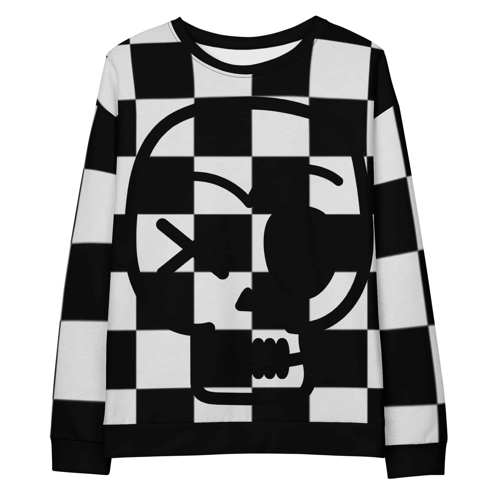 Sweat Skull One Eye damier noir blanc Vinseye-influensse
