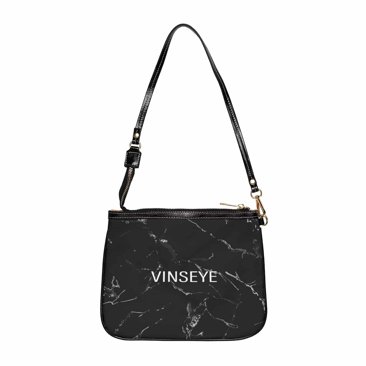Sac à bandoulière cuir noir marbré Vinseye-influensse