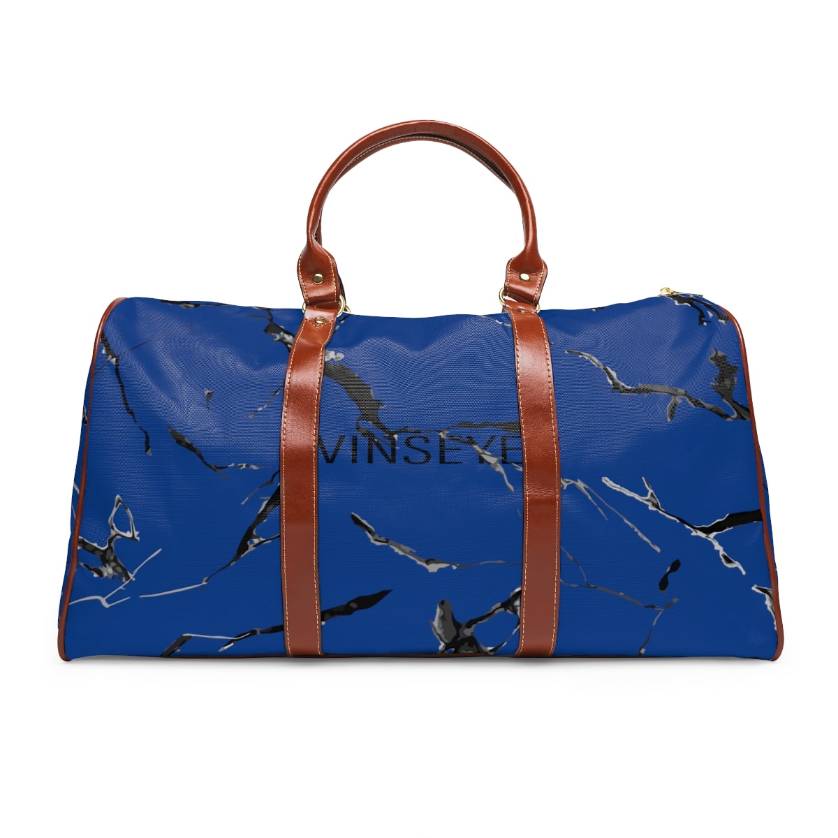 Sac de voyage cuir bleu foncé marbré Vinseye-influensse