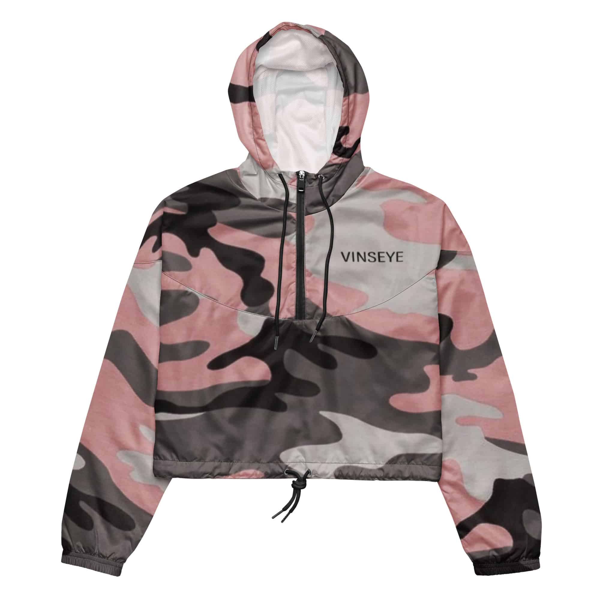 Coupe vent à capuche cropped camo rose Vinseye-influensse