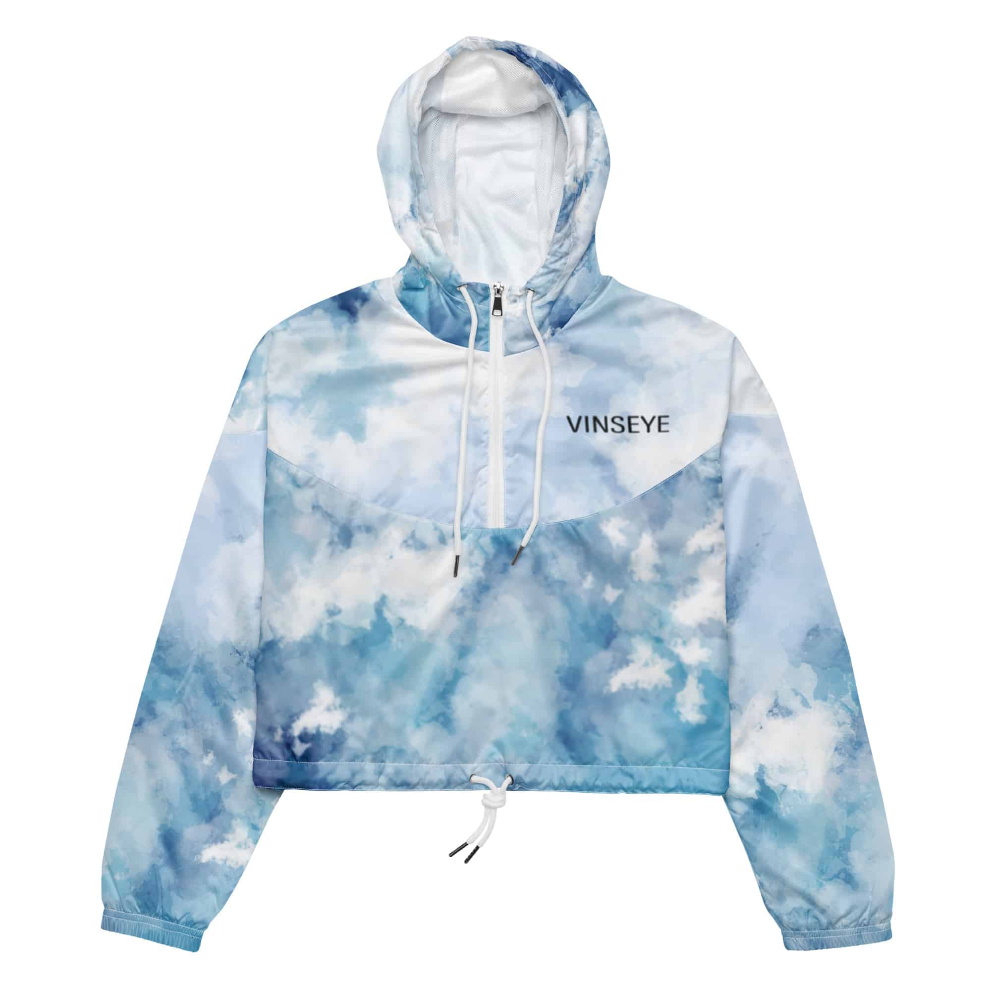 Coupe vent à capuche cropped water color noir Vinseye-influensse
