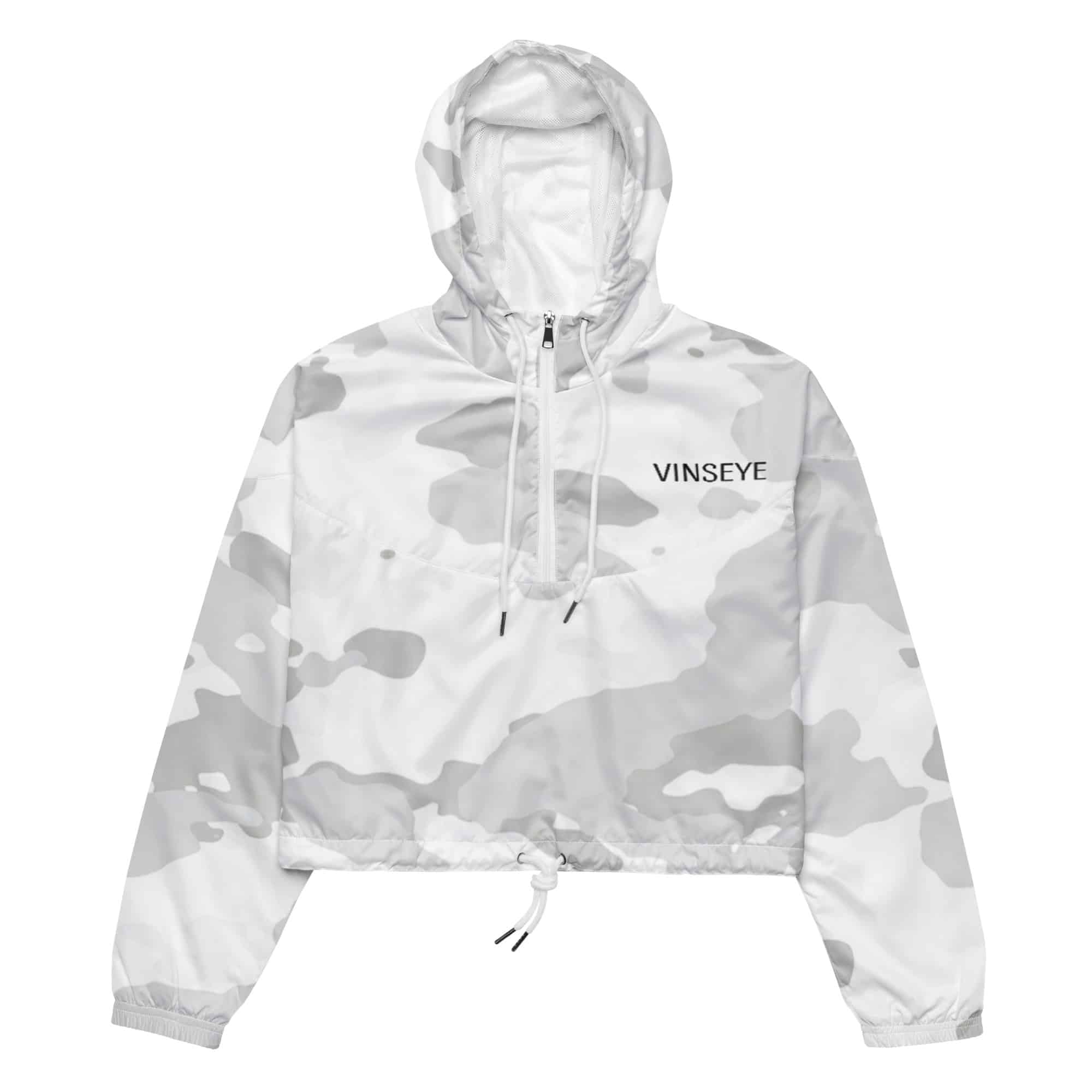 Coupe vent à capuche cropped camo blanc Vinseye-influensse