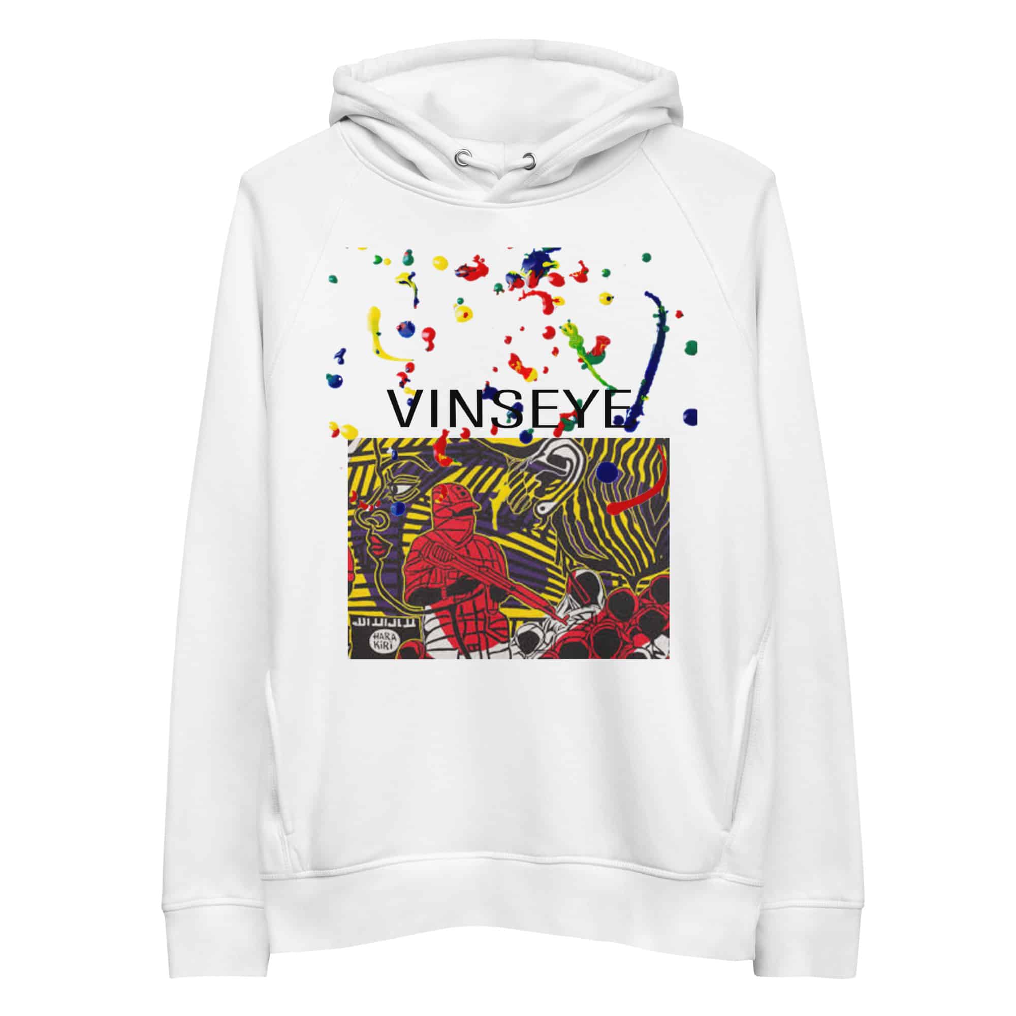 Sweat à capuche écolo Hara Kiri blanc Vinseye-influensse
