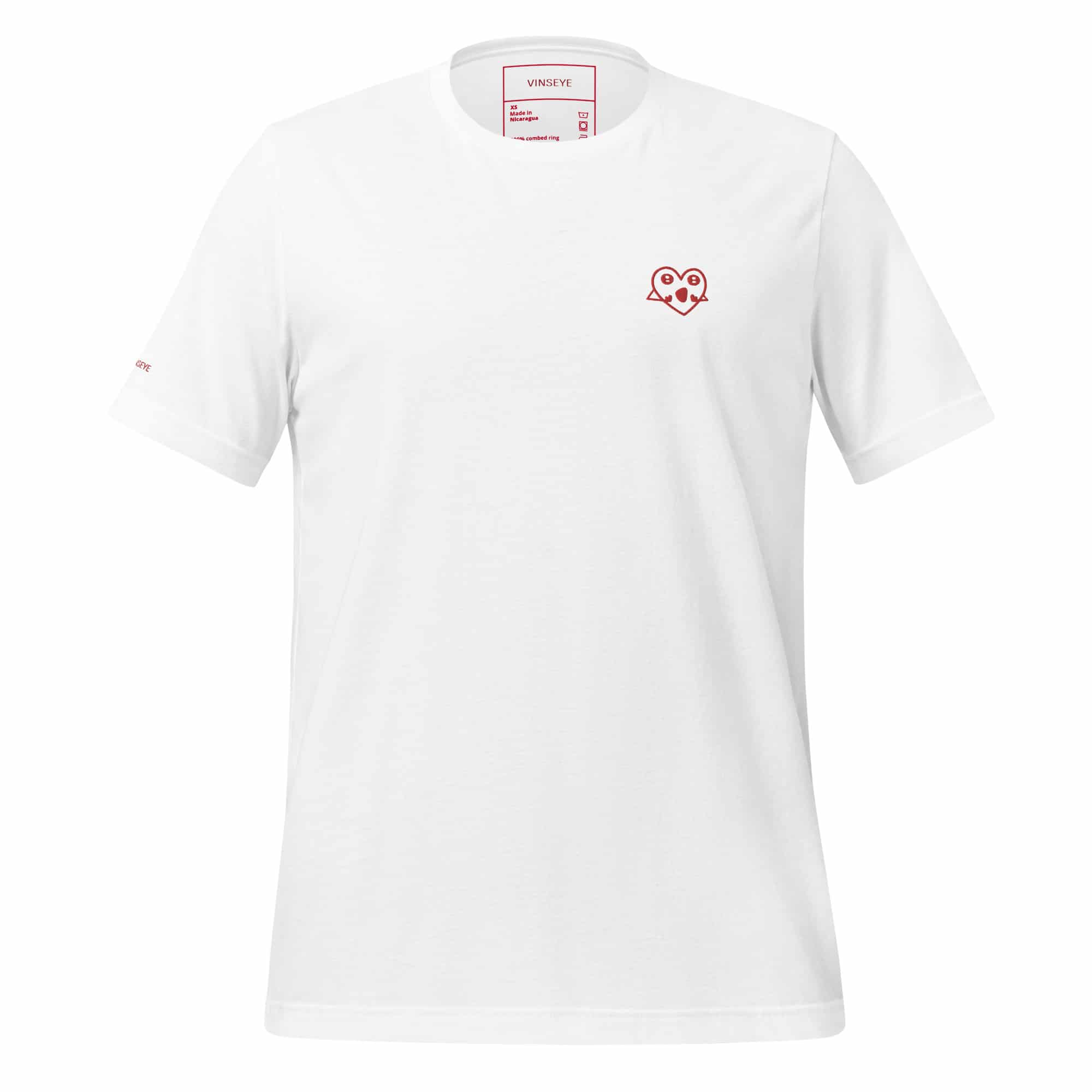 Tee Valentine's heart blanc rouge Vinseye-influensse