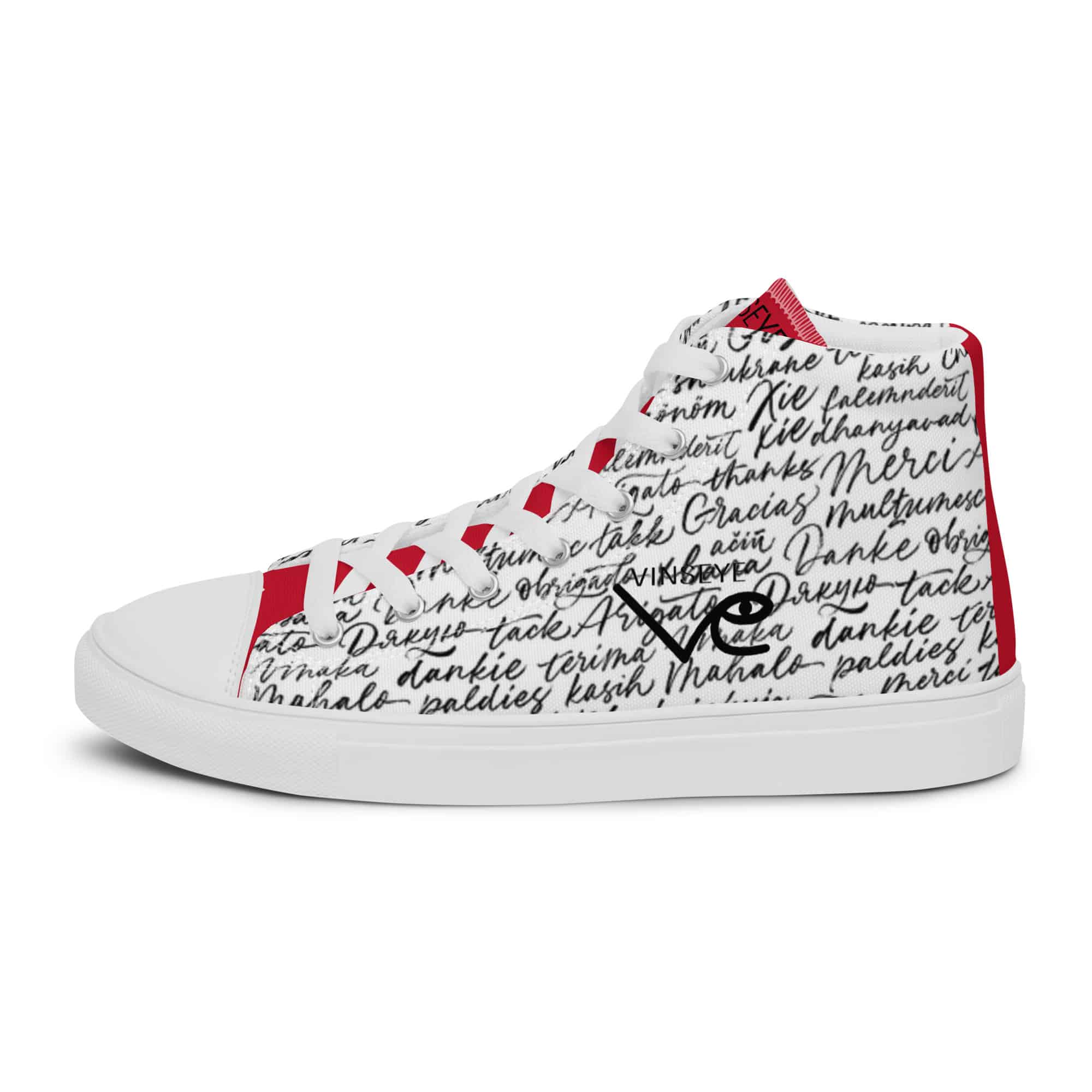 Sneaker design script canvas rouge Vinseye-influensse