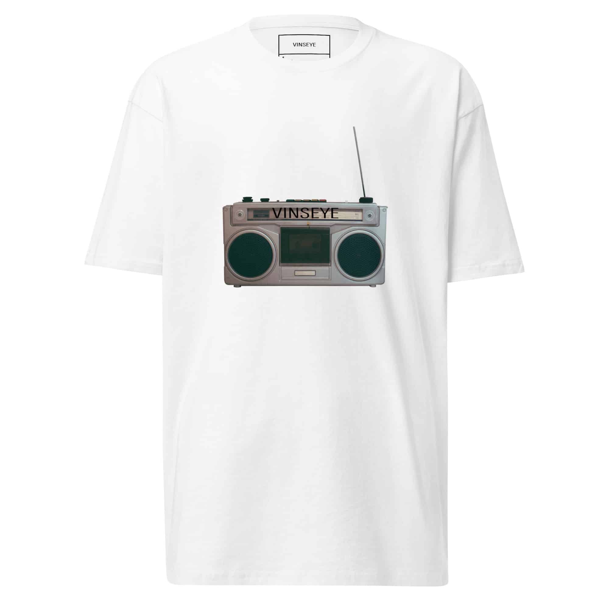 Tee old school radio blanc Vinseye-influensse