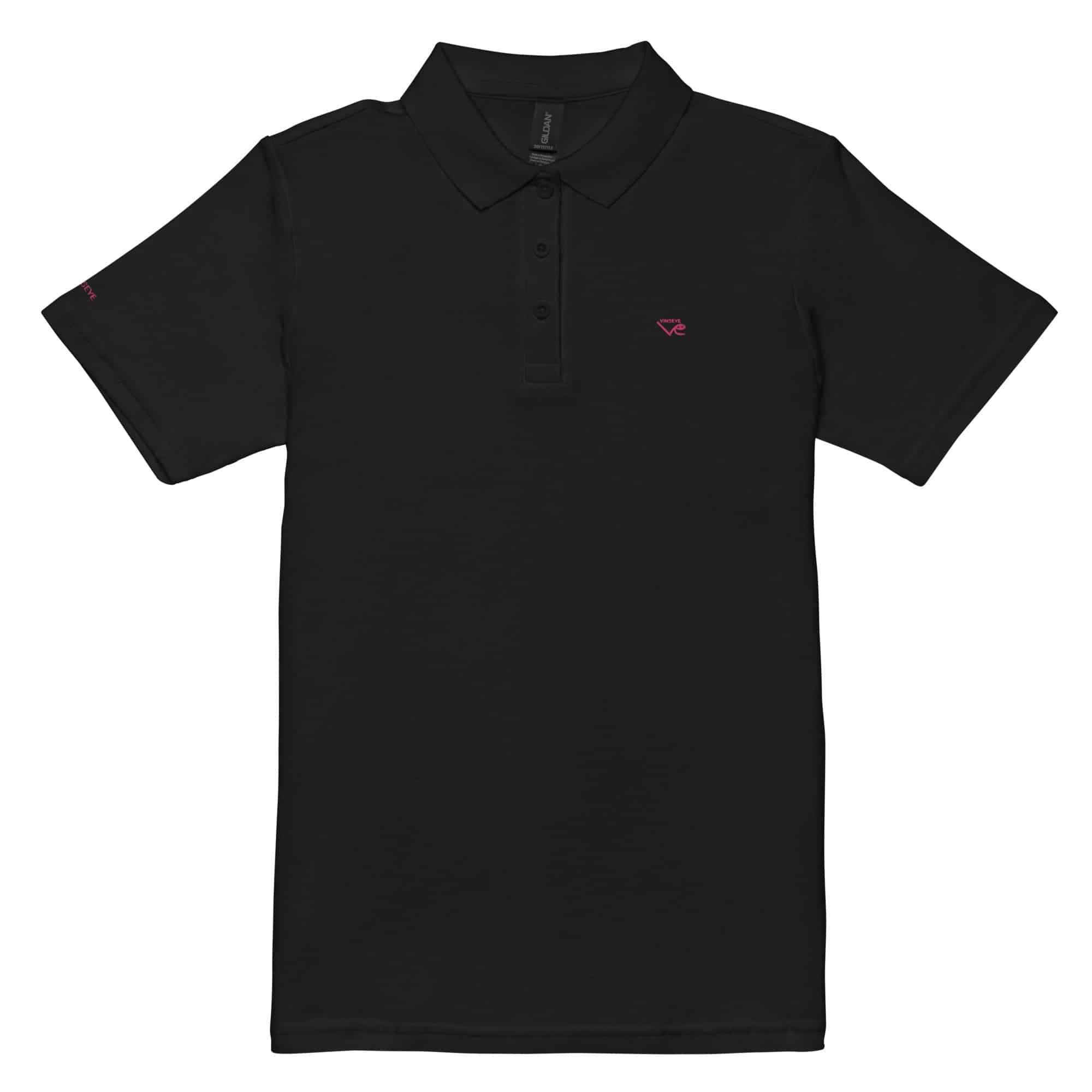 Polo piqué noir flamingo Vinseye-influensse