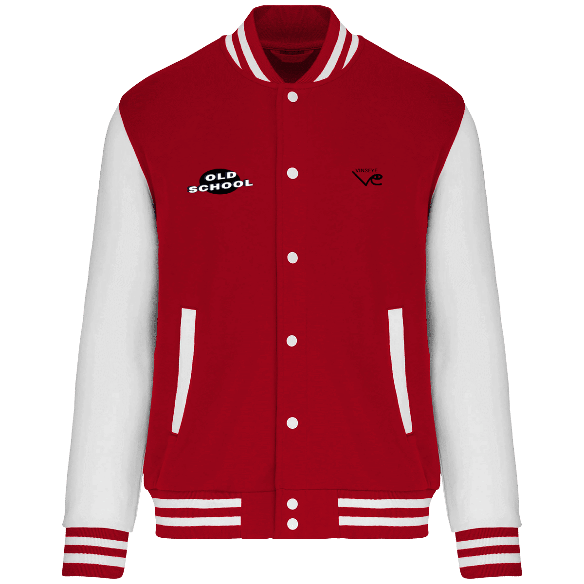 Blouson Teddy Old School Skull rouge blanc Vinseye-influensse