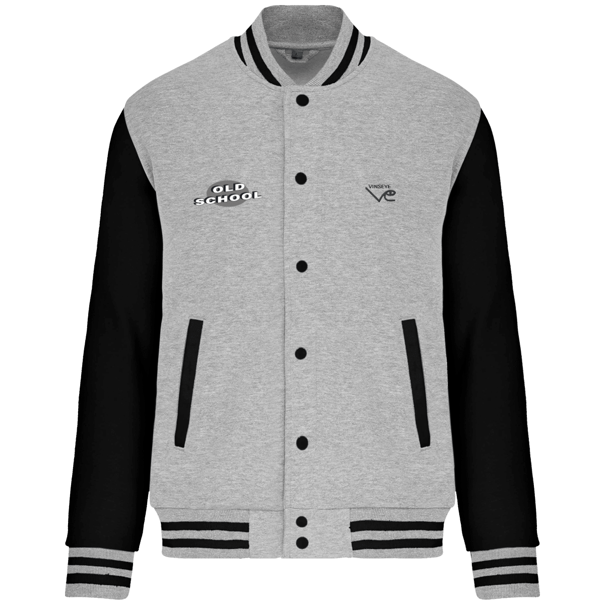 Blouson Teddy Old School Skull gris oxford noir Vinseye