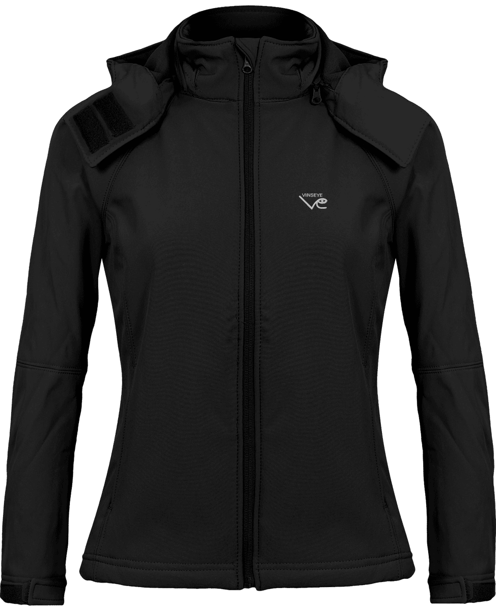 Veste Femme à capuche Softshell noir Vinseye-influensse