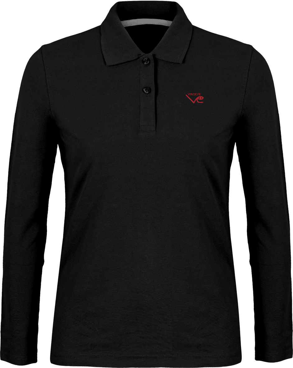 Polo manches longues noir Vinseye-influensse