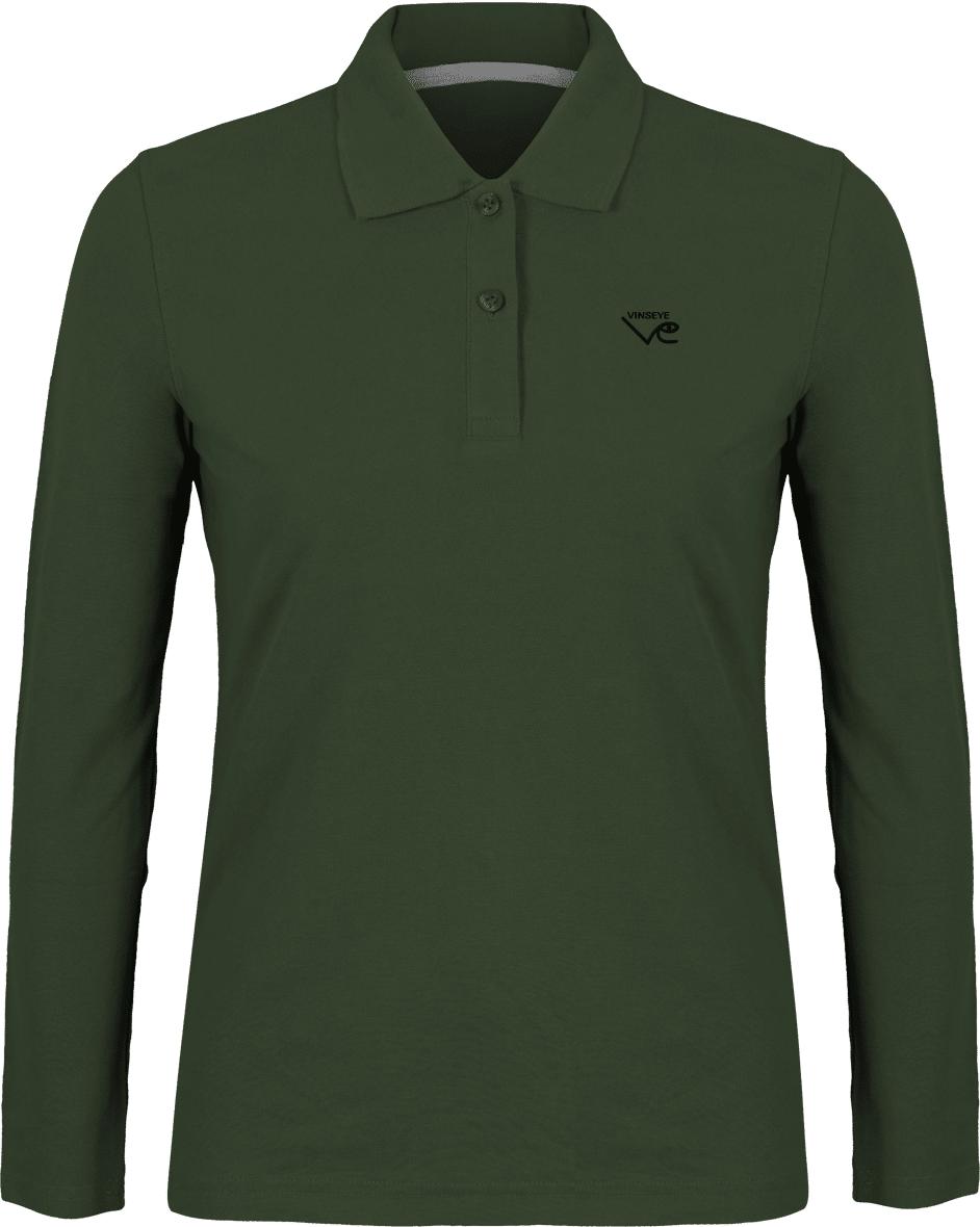 Polo manches longues Dark khaki Vinseye-influensse