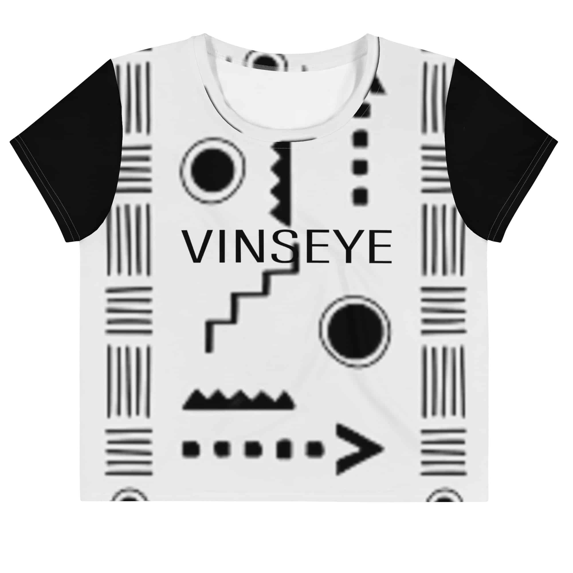 Crop top motif ethni blanc noir Vinseye-influensse
