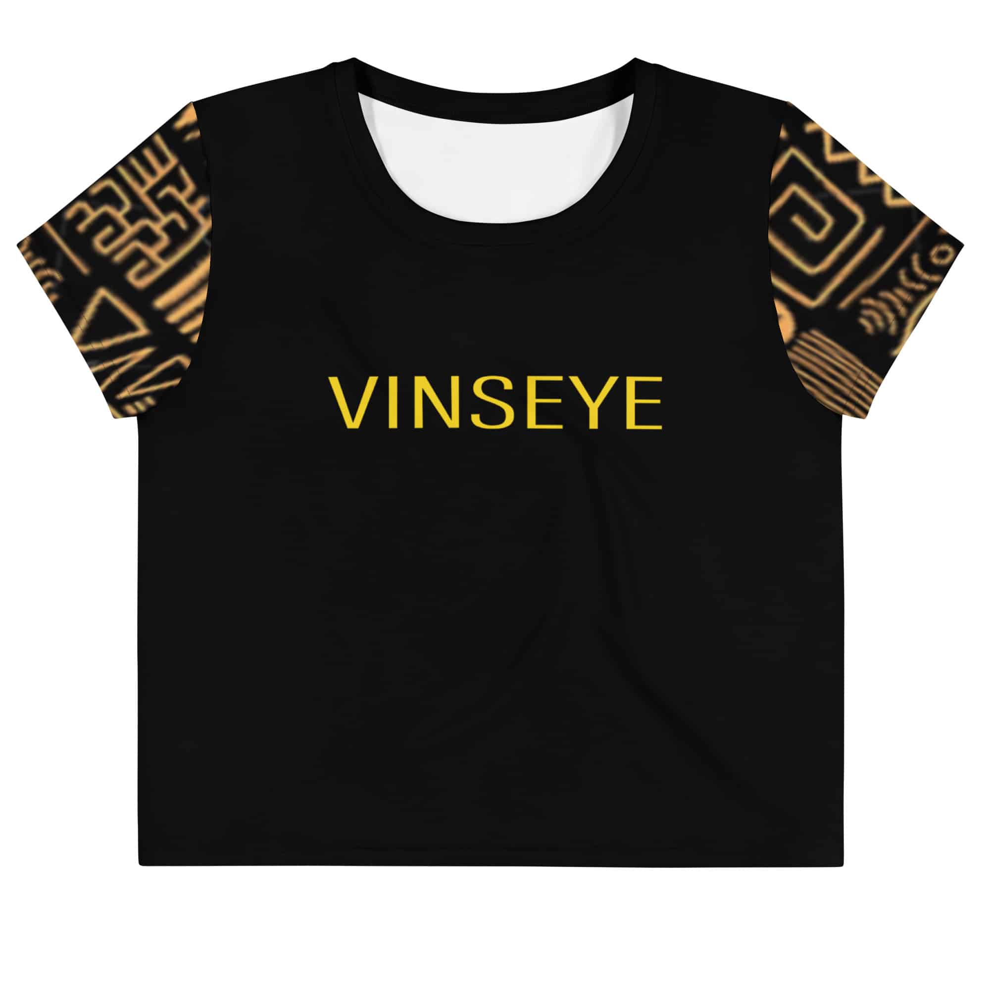 Crop top motif ethni noir marron Vinseye-influensse
