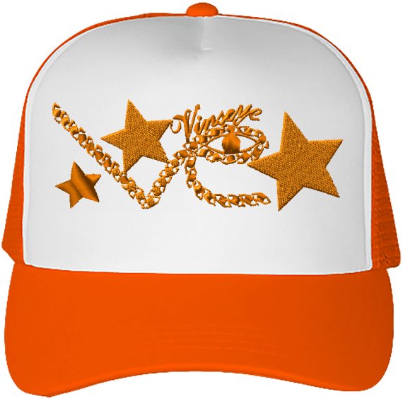 Casquette trucker brodé full eyes star orange Vinseye-influensse