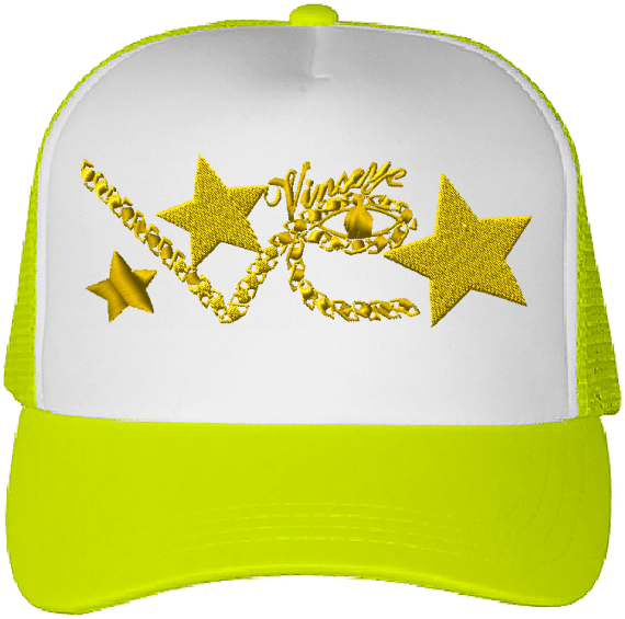 Casquette trucker brodé full eyes star jaune fluo Vinseye-influensse