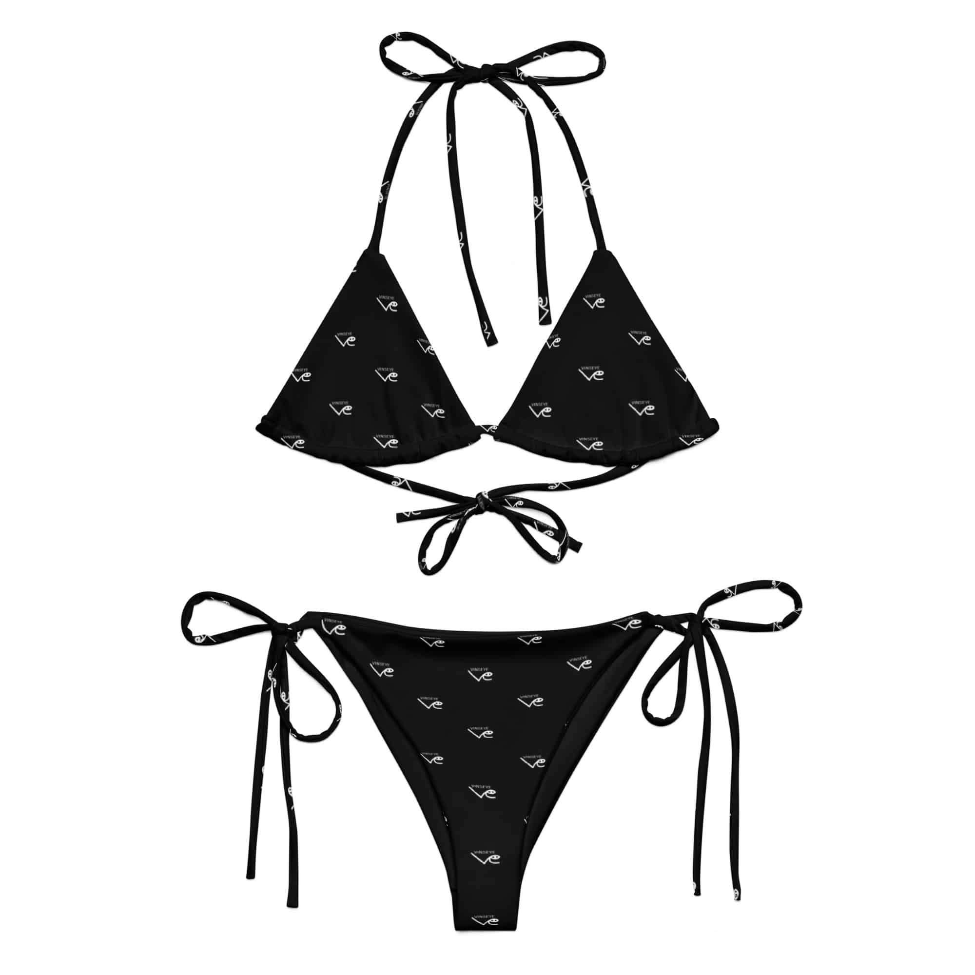 Bikini string monogram Noir Vinseye-influensse