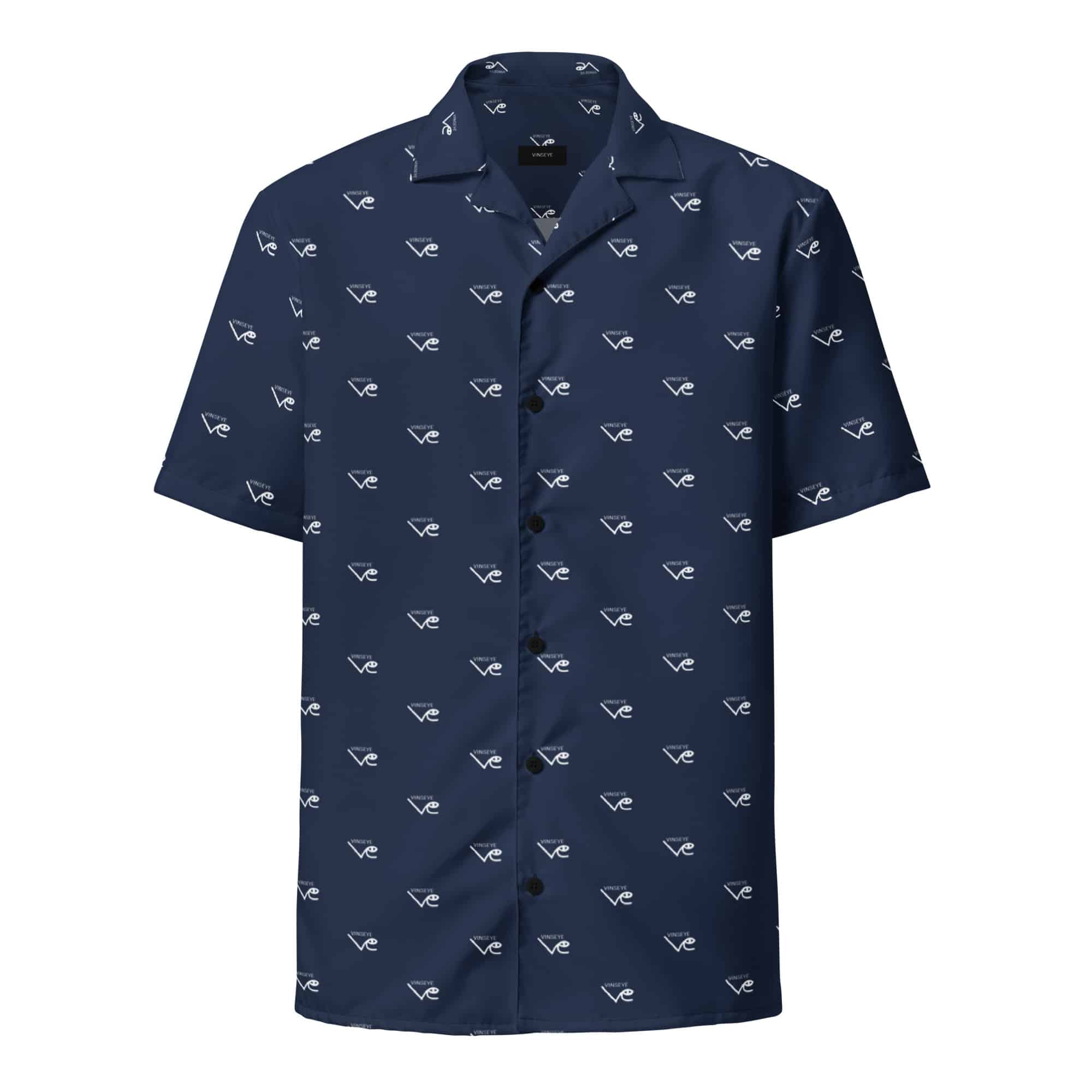 Chemise manches courtes bleu marine monogram Vinseye-influensse