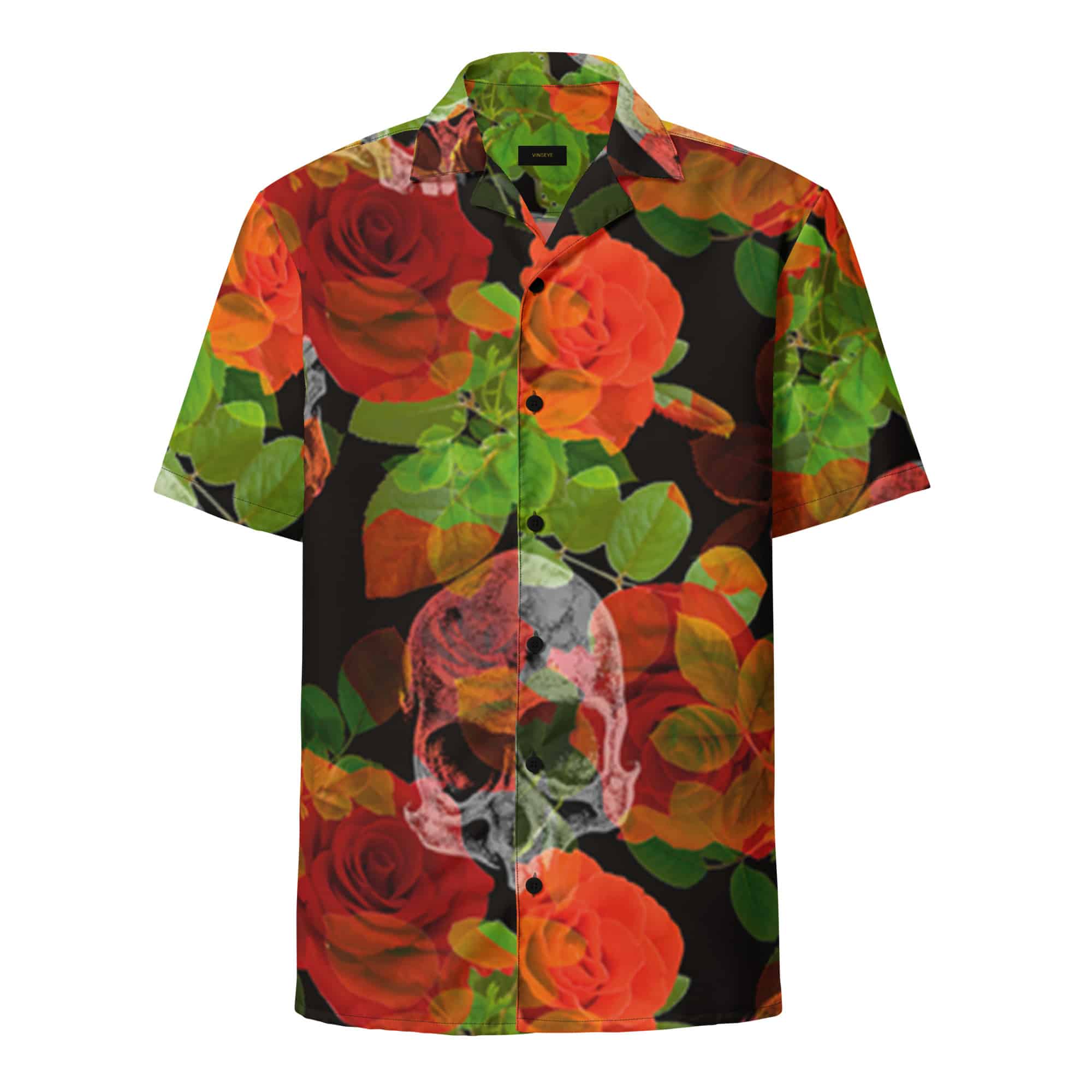 Chemise manches courtes Skulls flowers Vinseye-influensse