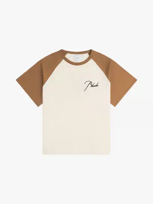 T-shirt Logo Raglan brun blanc Rhude-influesse
