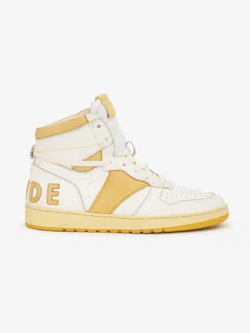 Sneaker cuir montante RHECESS HI blanc moutarde Rhude-influensse