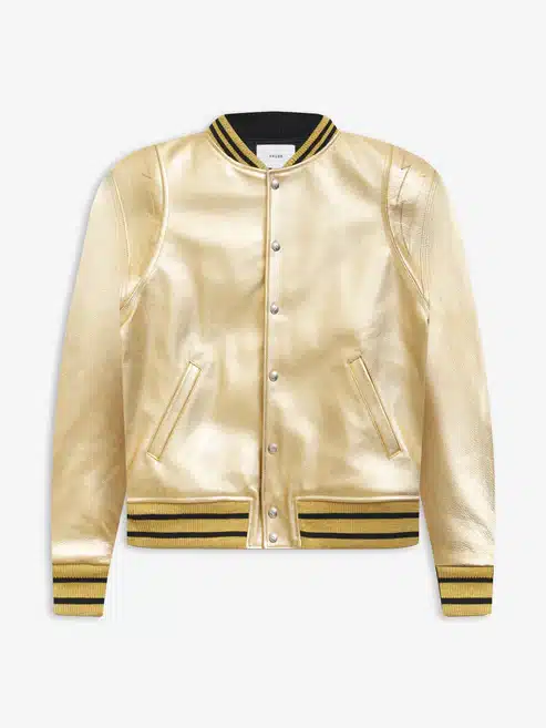 Bomber cuir Lightning or métal Rhude-influensse