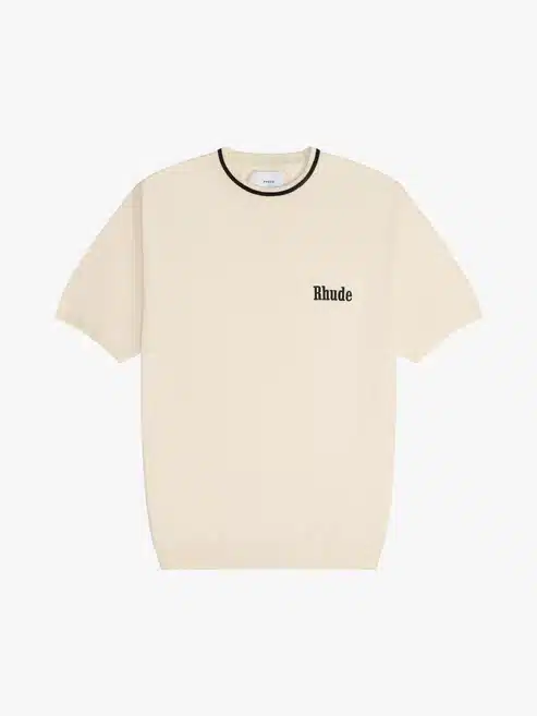T-shirt maille ivoire noir Rhude-influensse