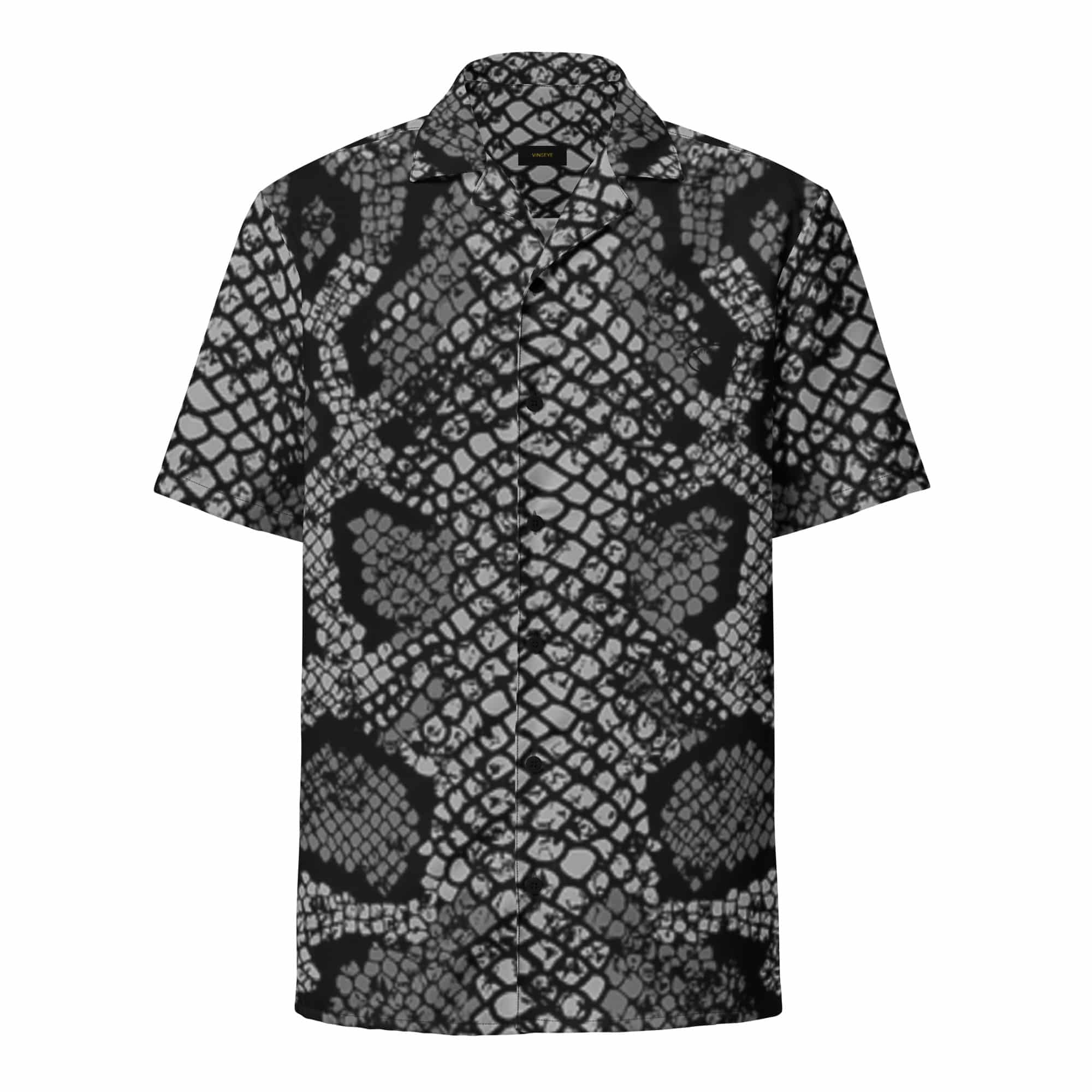 Chemise manches courtes Snake skin noir Vinseye-influensse