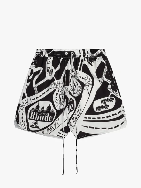 Short soie Strada noir blanc Rhude-influensse