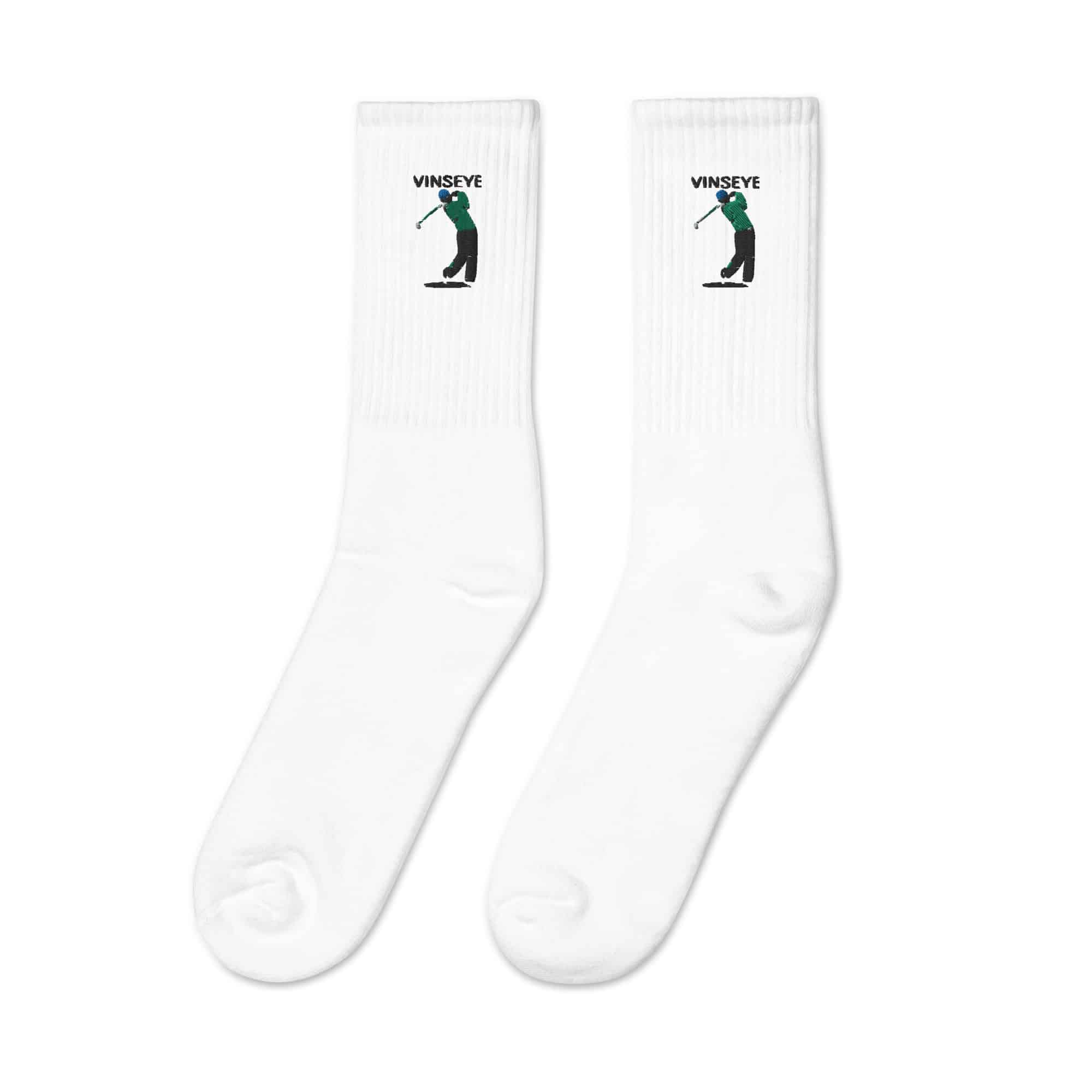 Chaussettes brodés Street Golfer blanc Vinseye-influensse