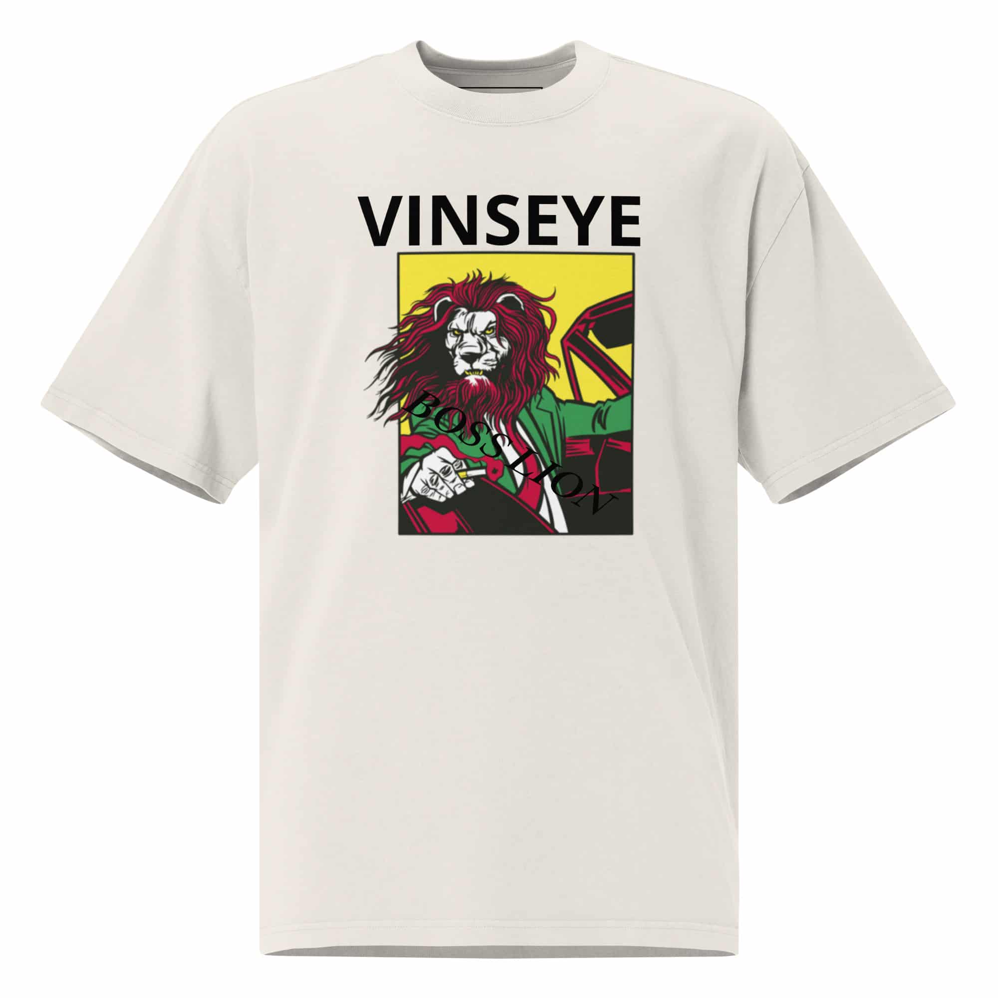 Tee oversize Boss Lion délavé Bone Vinseye-influensse
