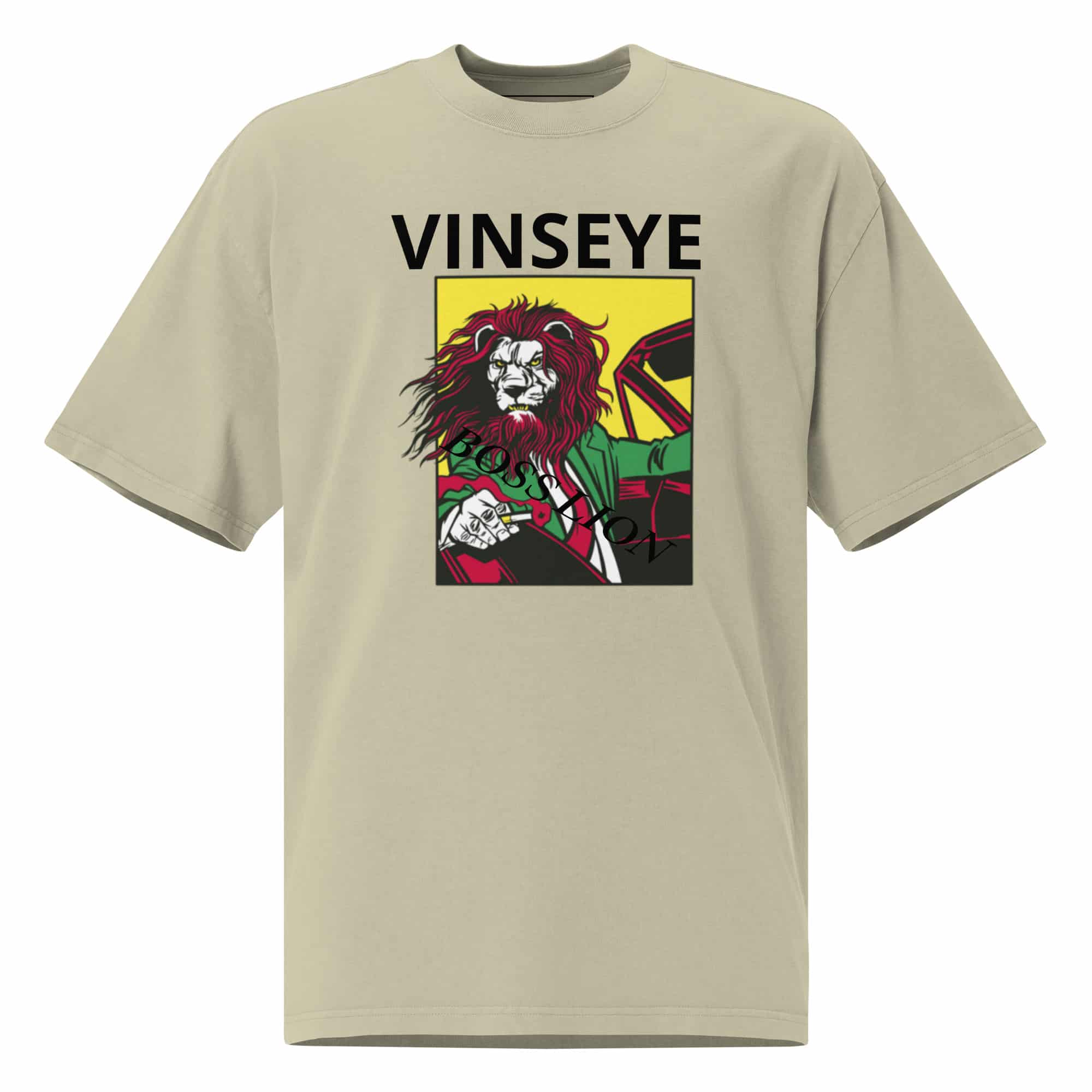 Tee oversize Boss Lion délavé Eucalyptus Vinseye-influensse