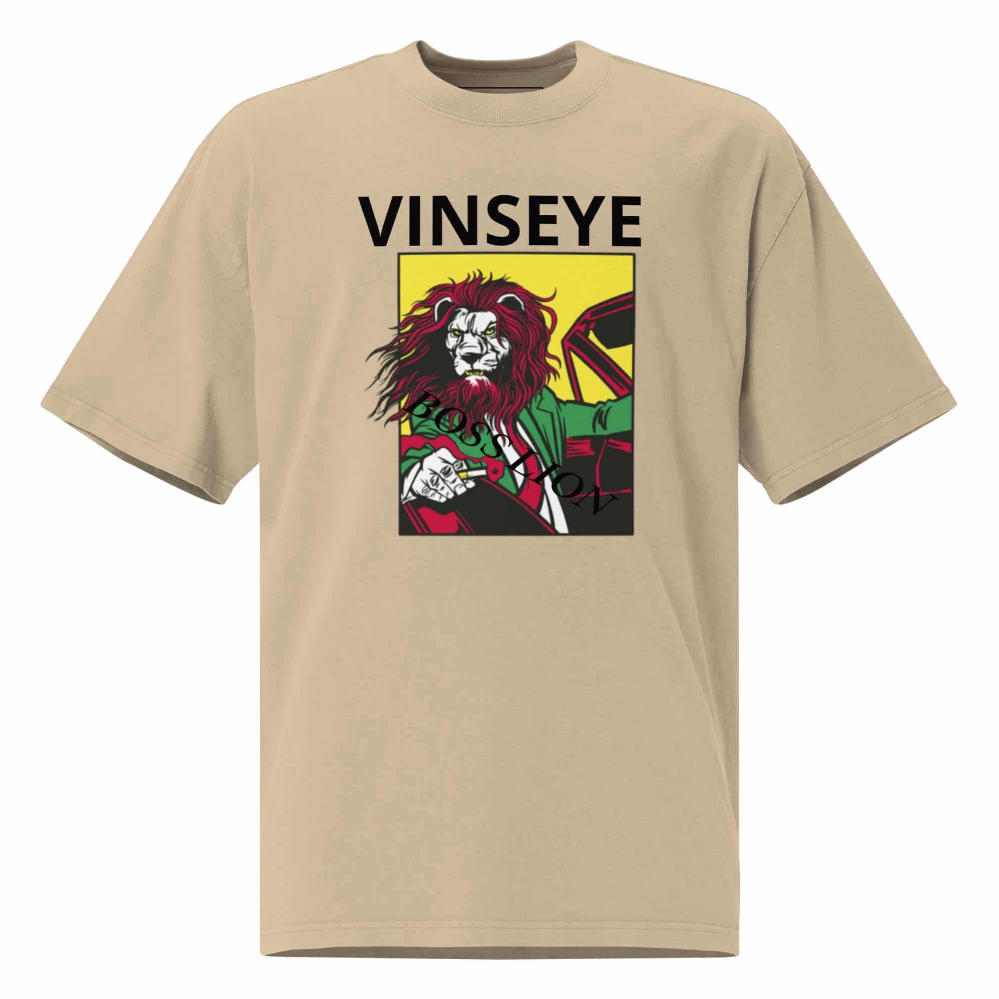 Tee oversize Boss Lion délavé Khaki Vinseye-influensse