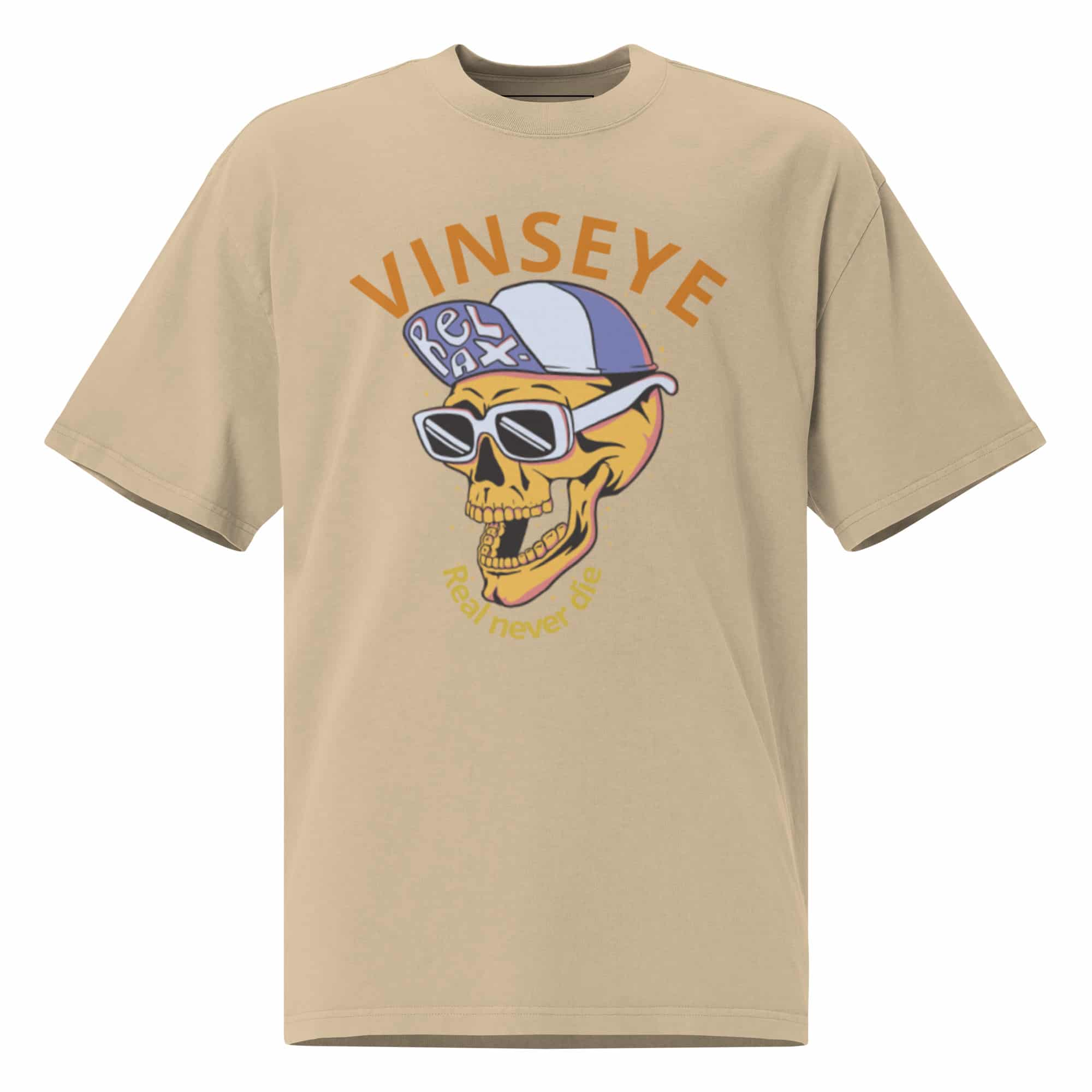 Tee oversize Real Never Die délavé Khaki Vinseye-influensse
