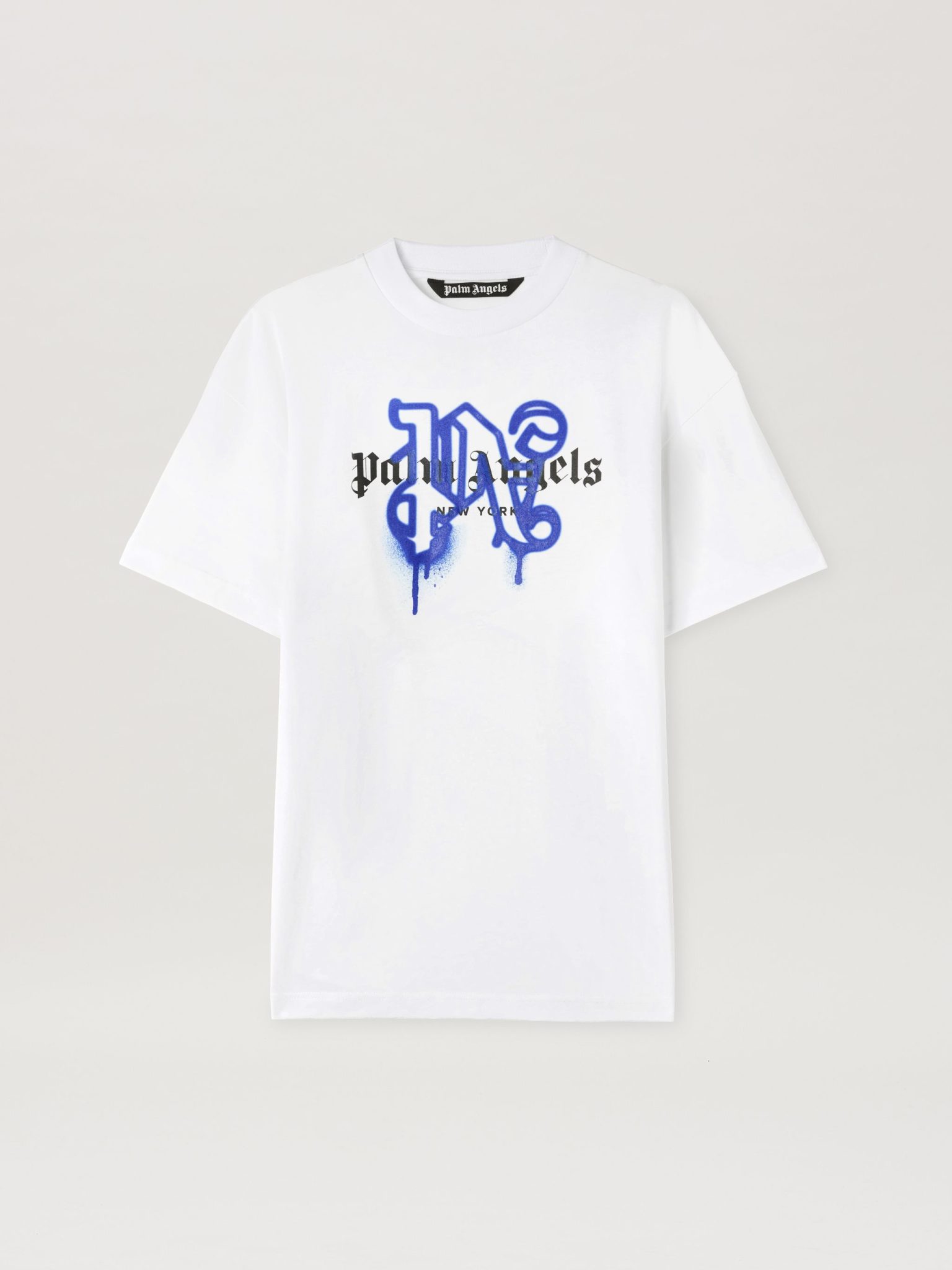 T-shirt Monogram Spray City New York blanc Palm Angels-influensse