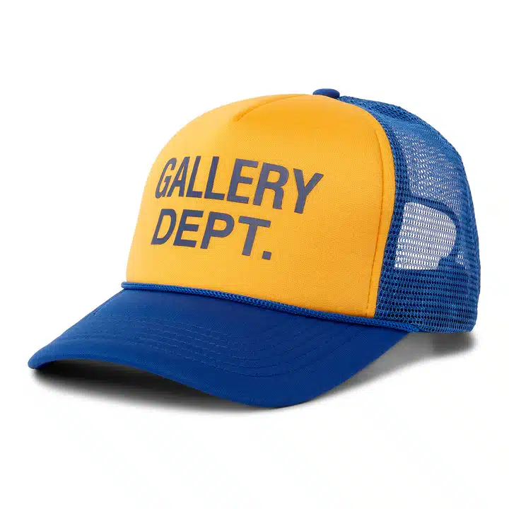 Casquette trucker jaune bleu Logo Gallery Dept.-influensse
