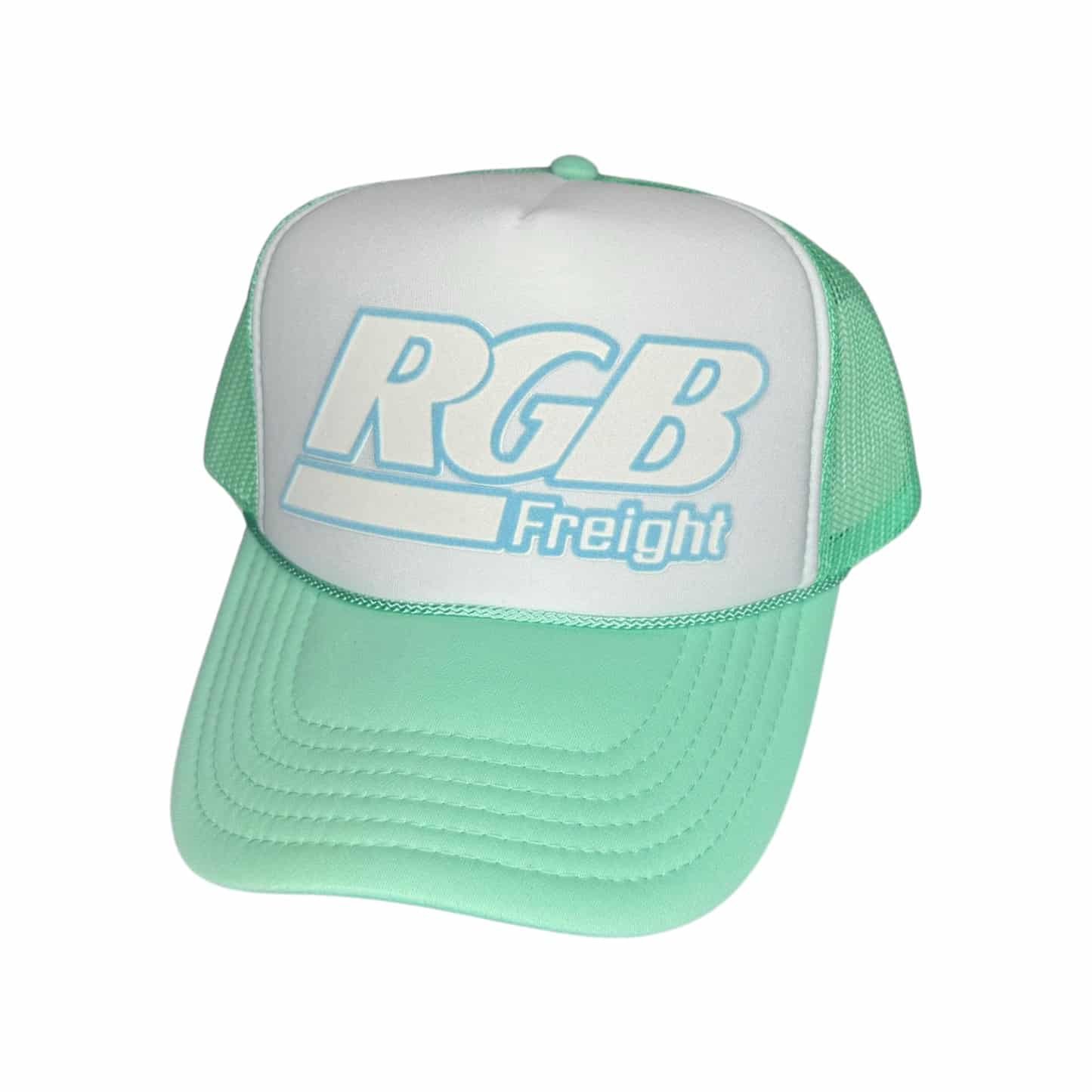 Casquette trucker réfléchissant Bezel vert aqua blanc RGB-influensse