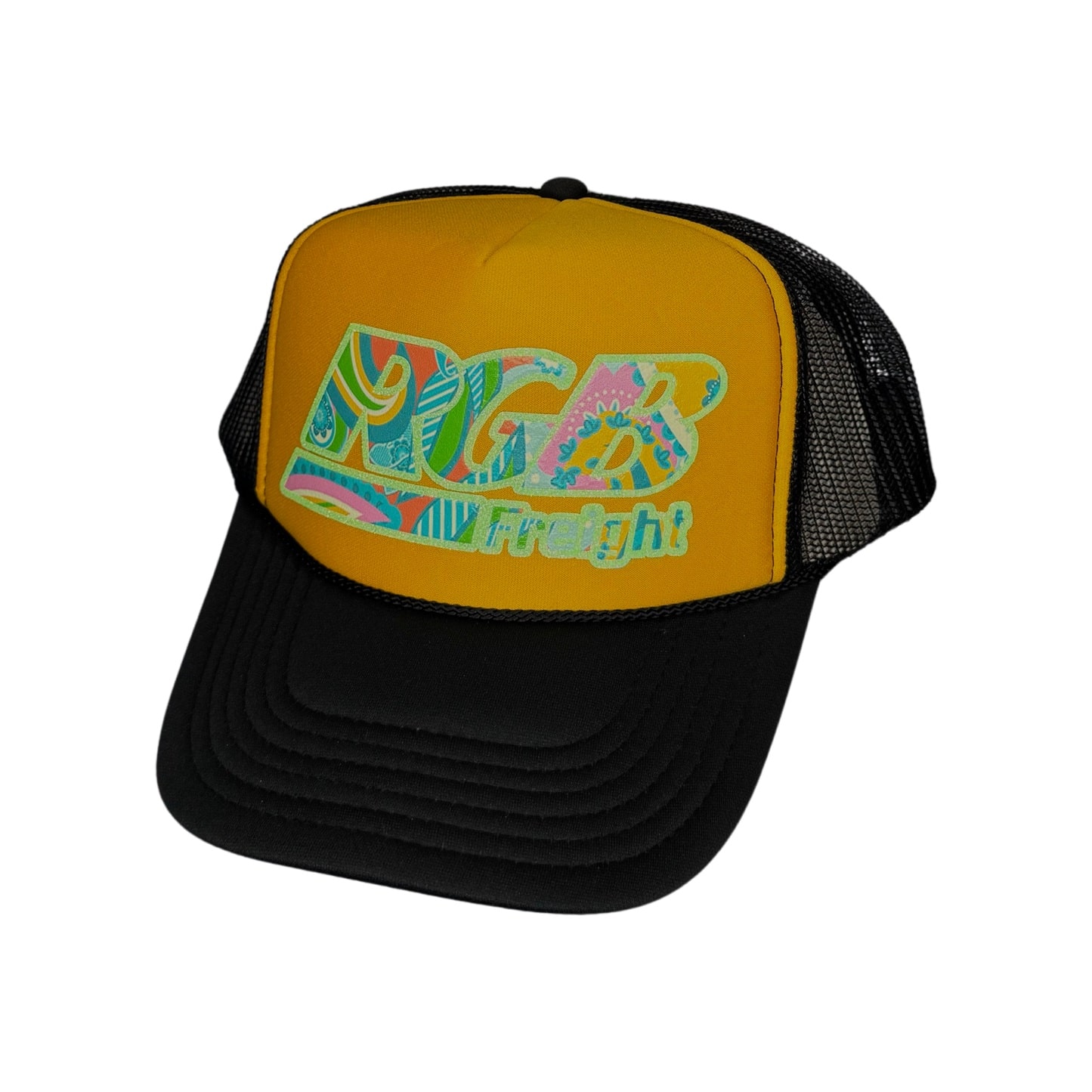 Casquette trucker Art Junkie jaune noir RGB-influensse