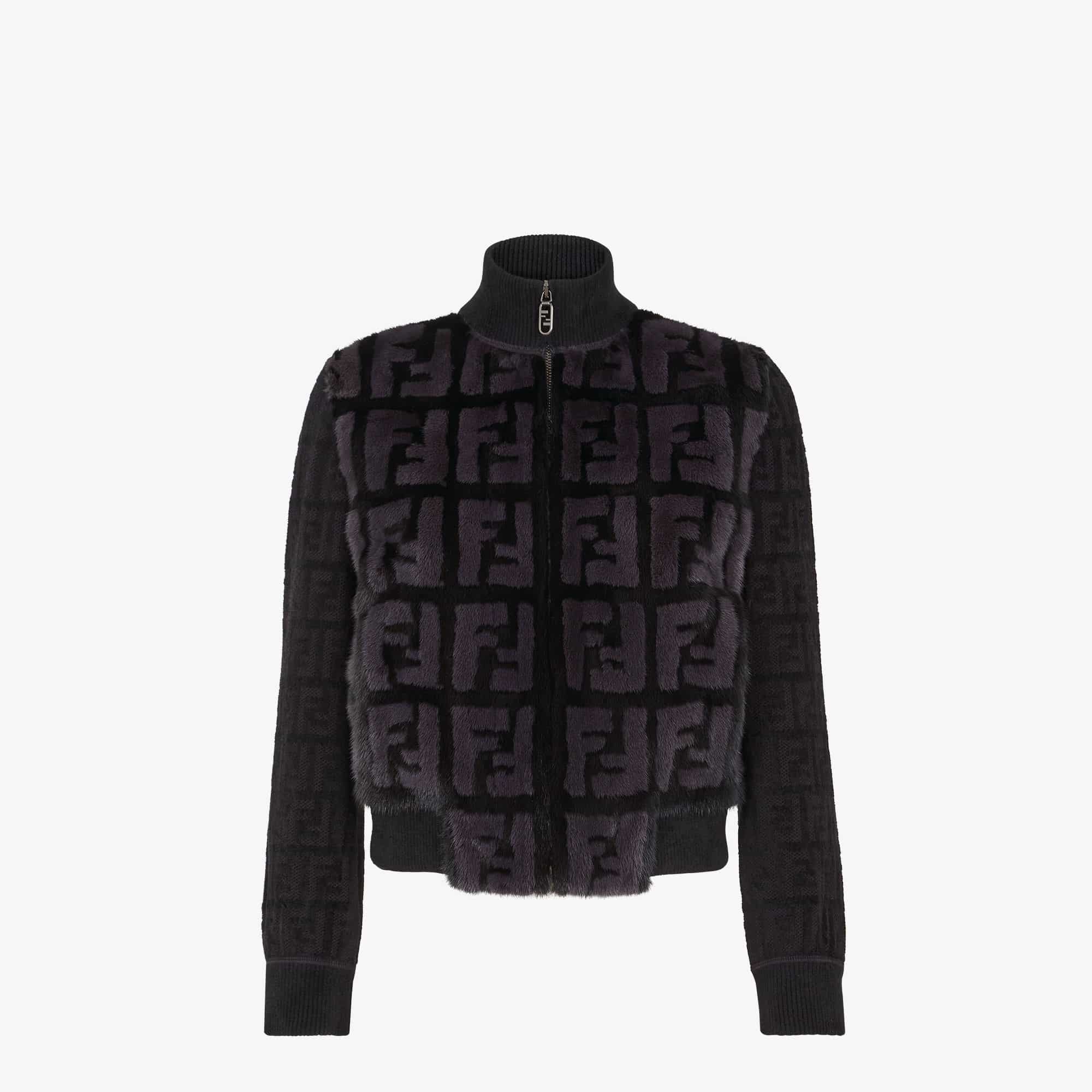 Blouson vison maille FF noir Fendi-influensse