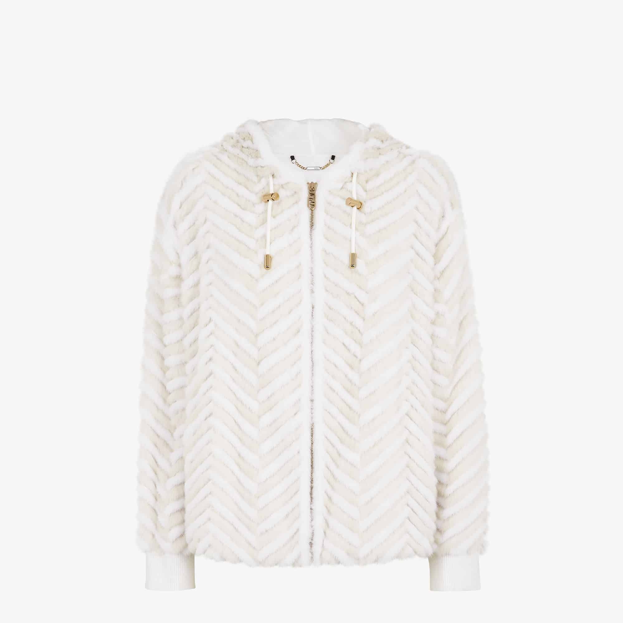 Veste à capuche vison blanc Fendi-influensse