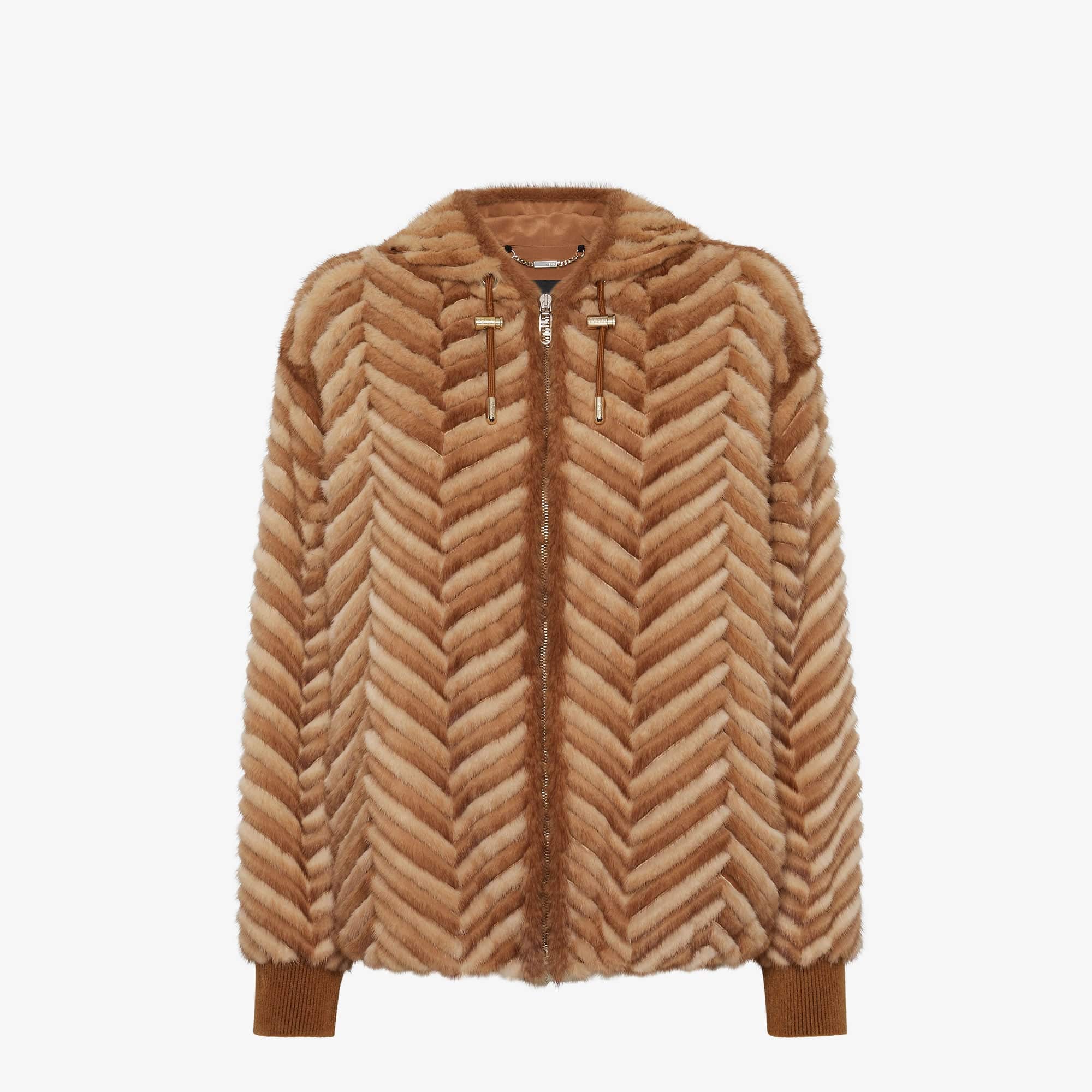 Veste à capuche vison marron Fendi-influensse