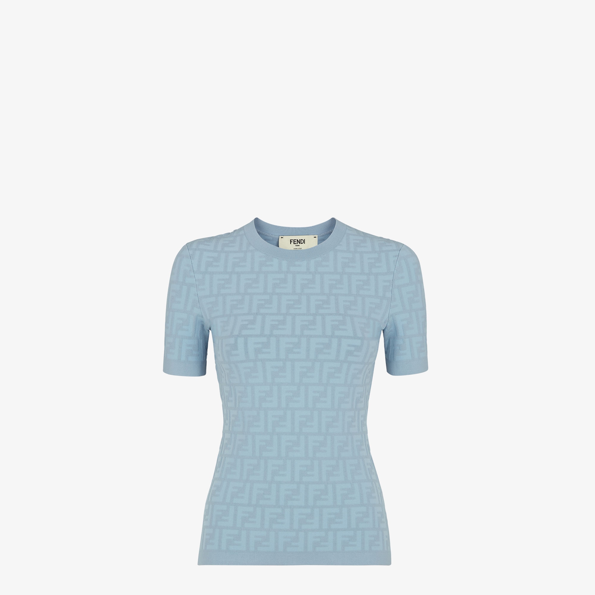 Pull manches courtes FF bleu clair Fendi-influensse