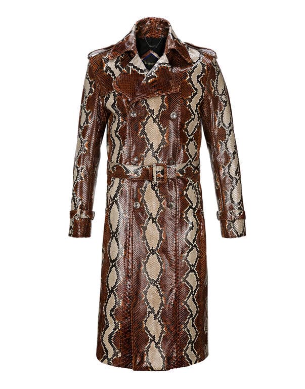 Manteau Trench luxe python marron foncé Billionaire-influensse